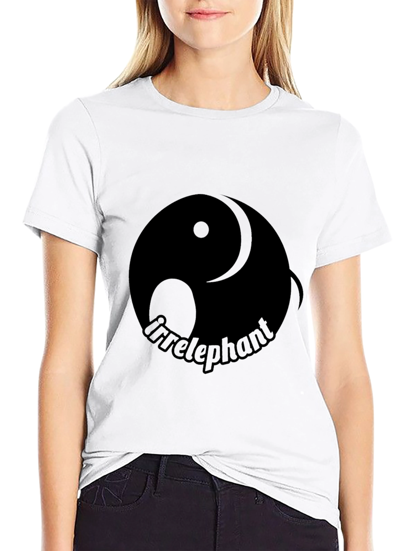 Black Irrelephant Yin Yang T-Shirt - Black view 9