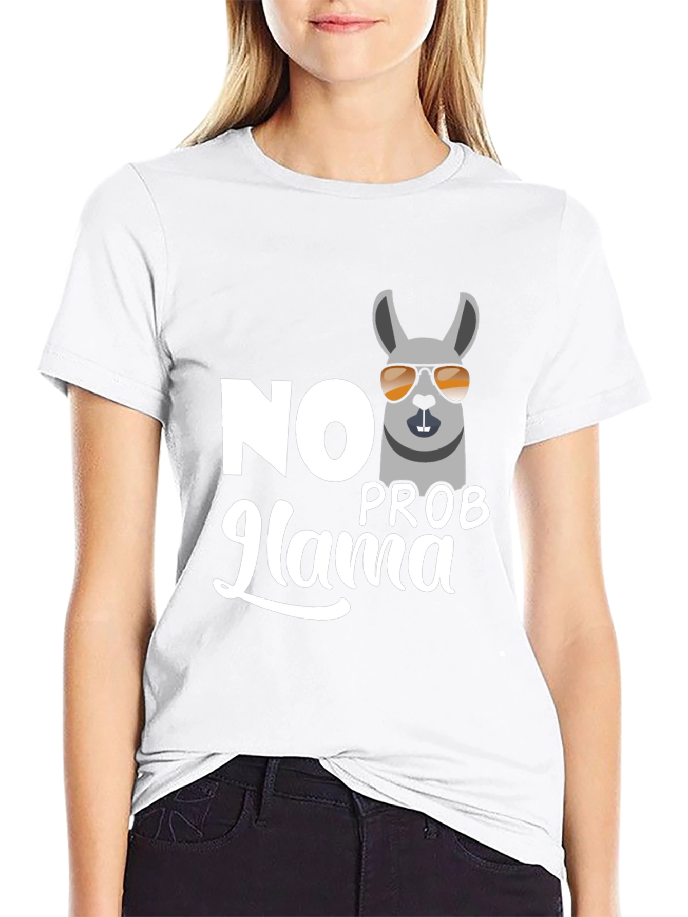 Black No Prob-llama Graphic T-Shirt view 9
