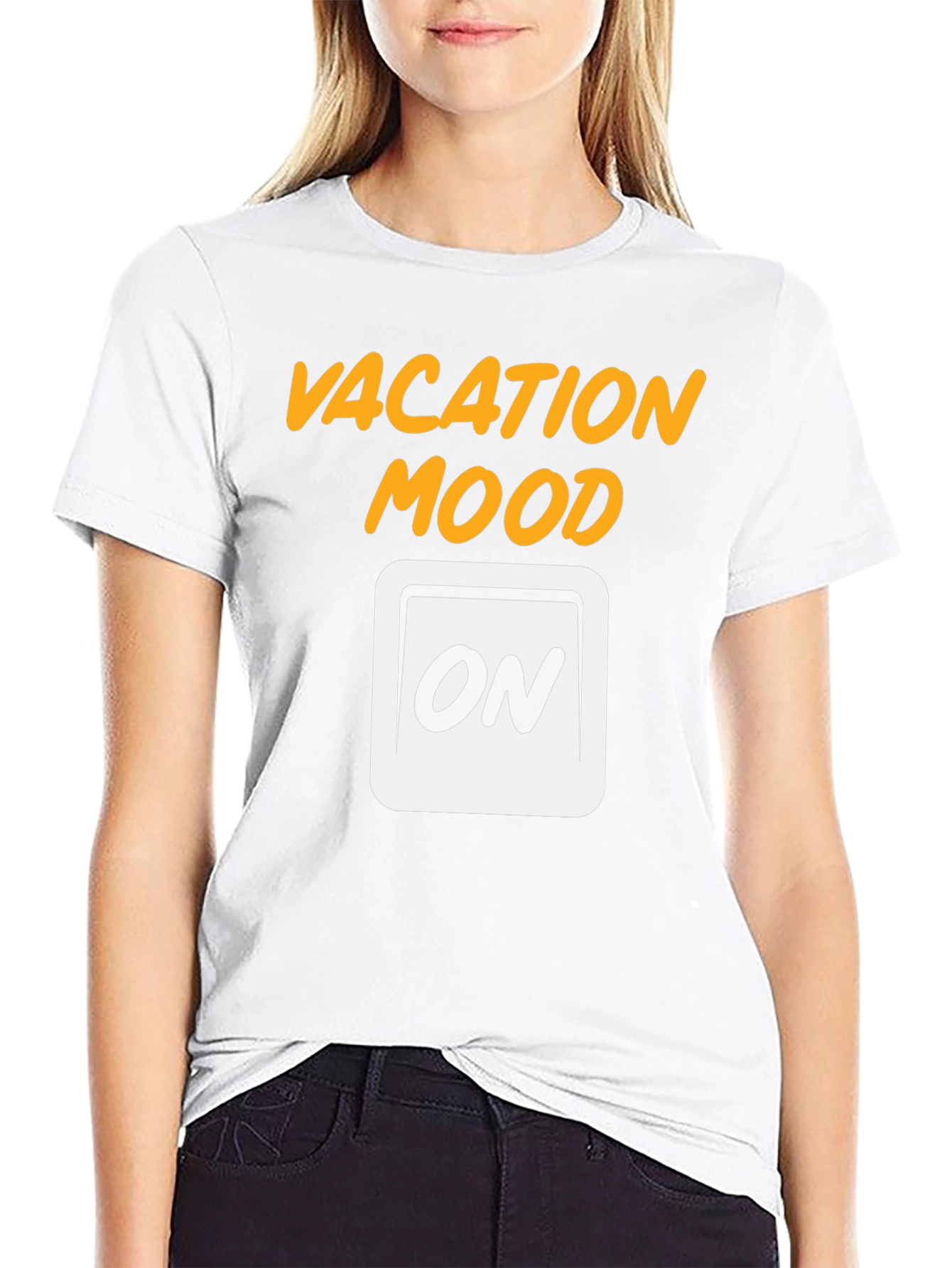 Black Vacation Mode On Graphic Tee - Black Cotton T-Shirt view 9