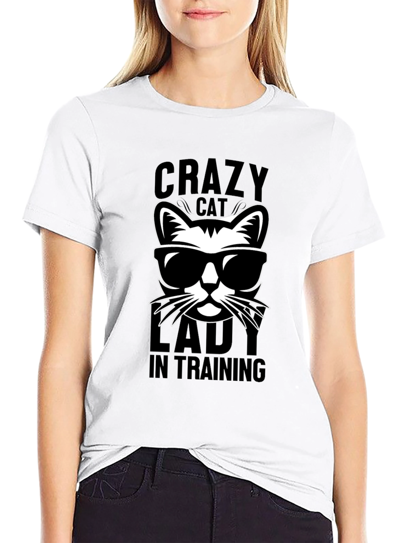 Black Crazy Cat Lady T-Shirt, Funny Cat Lover Tee view 9