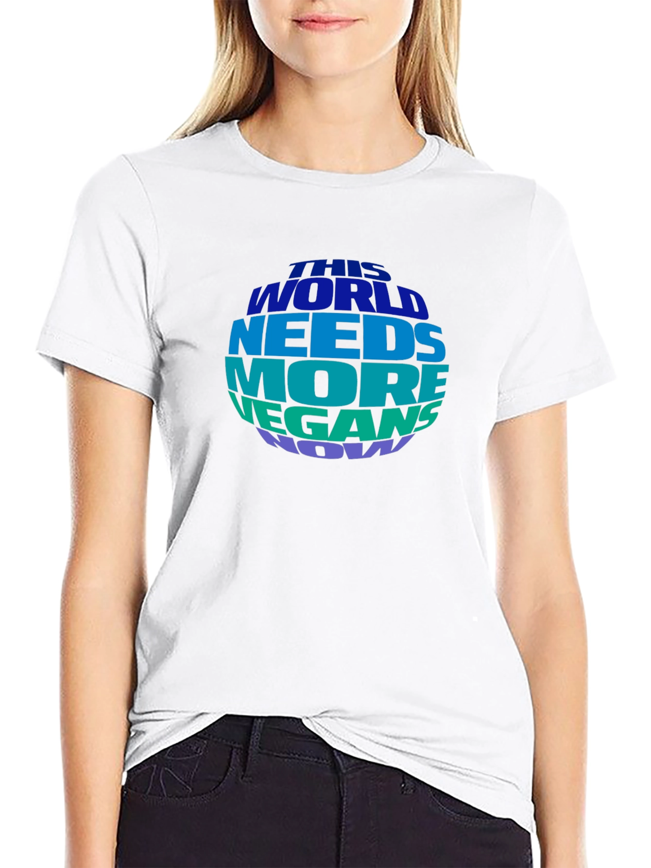 Black Vegan T-Shirt - This World Needs More Vegans Now view 9
