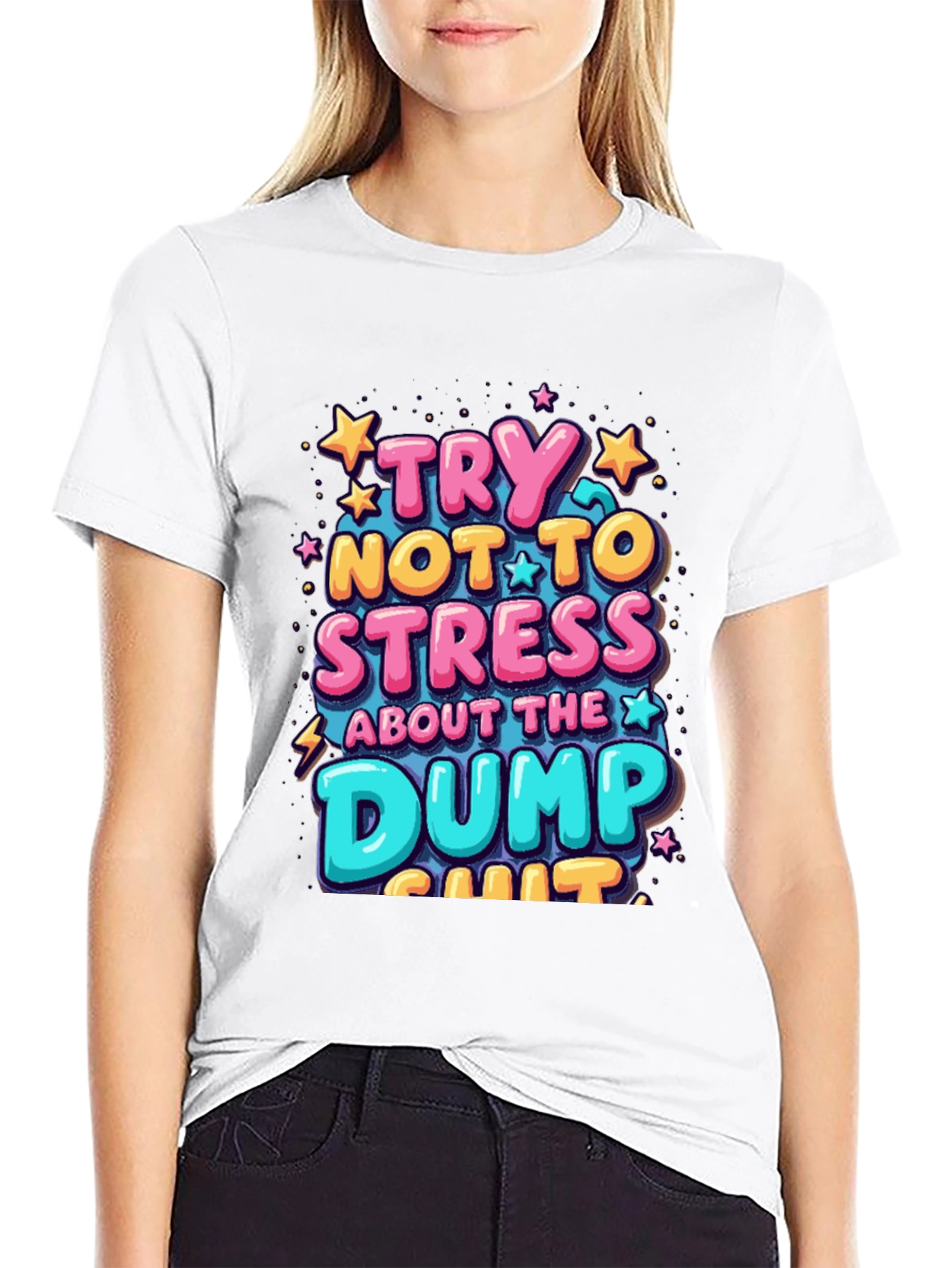 Black Try Not To Stress Graphic Tee view 9
