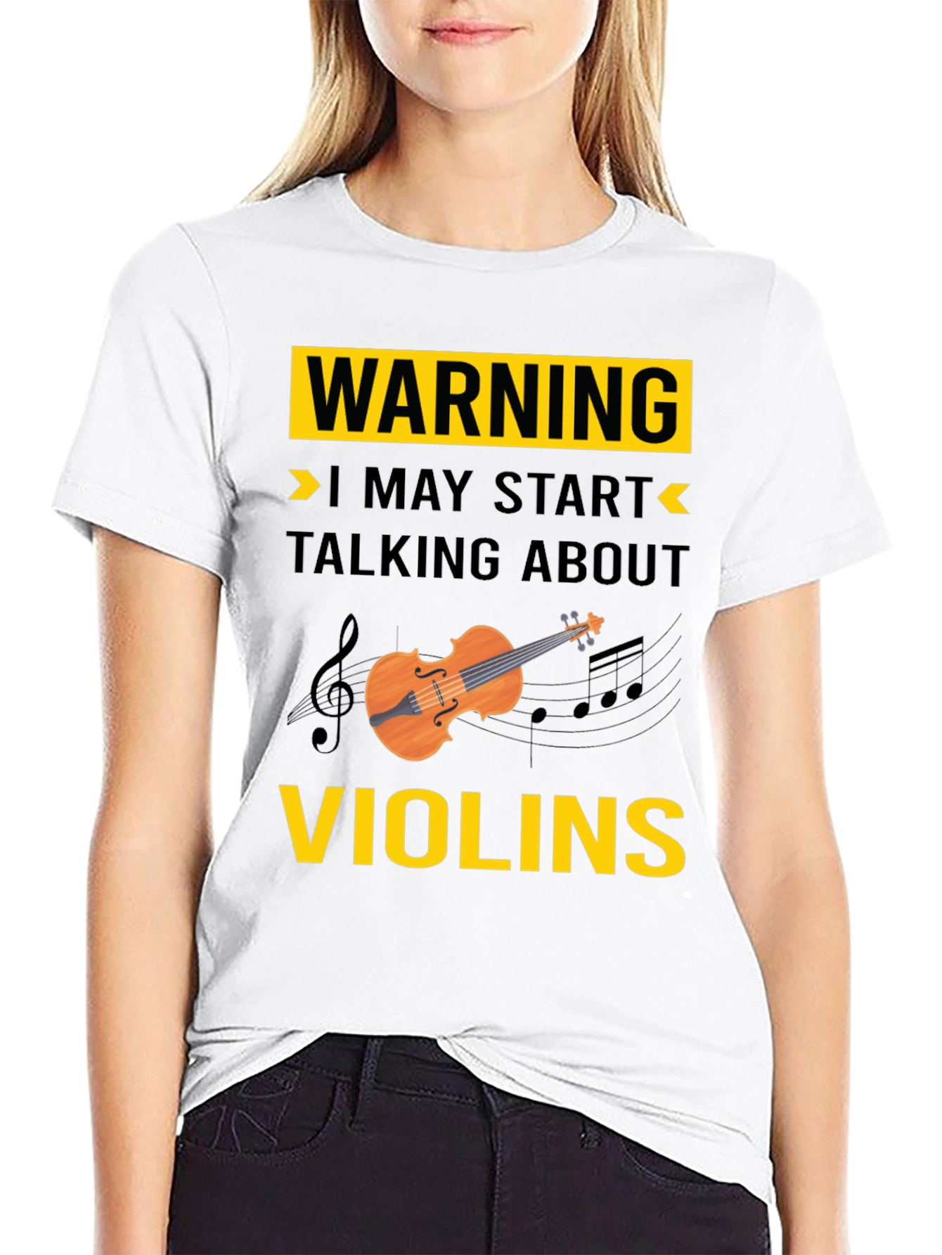 Black Warning: I May Start Talking About Violins T-Shirt view 9