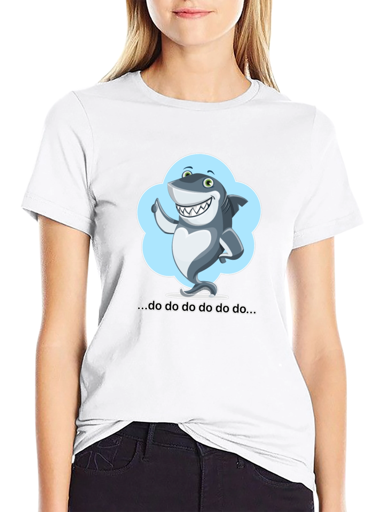 Black Cartoon Shark T-Shirt - Fun & Stylish! view 9