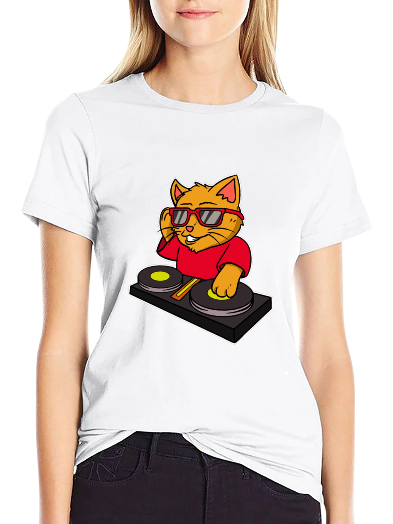 Black DJ Cat Graphic T-Shirt - Cool Music Lover Tee view 9