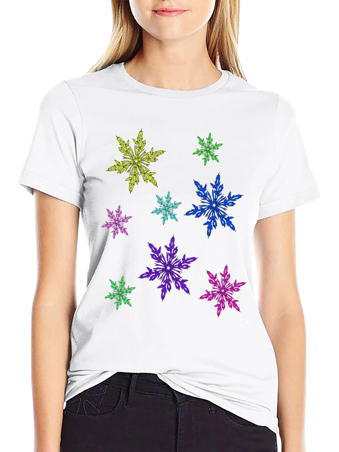Black Funky Snowflake Graphic Tee - Black view 9