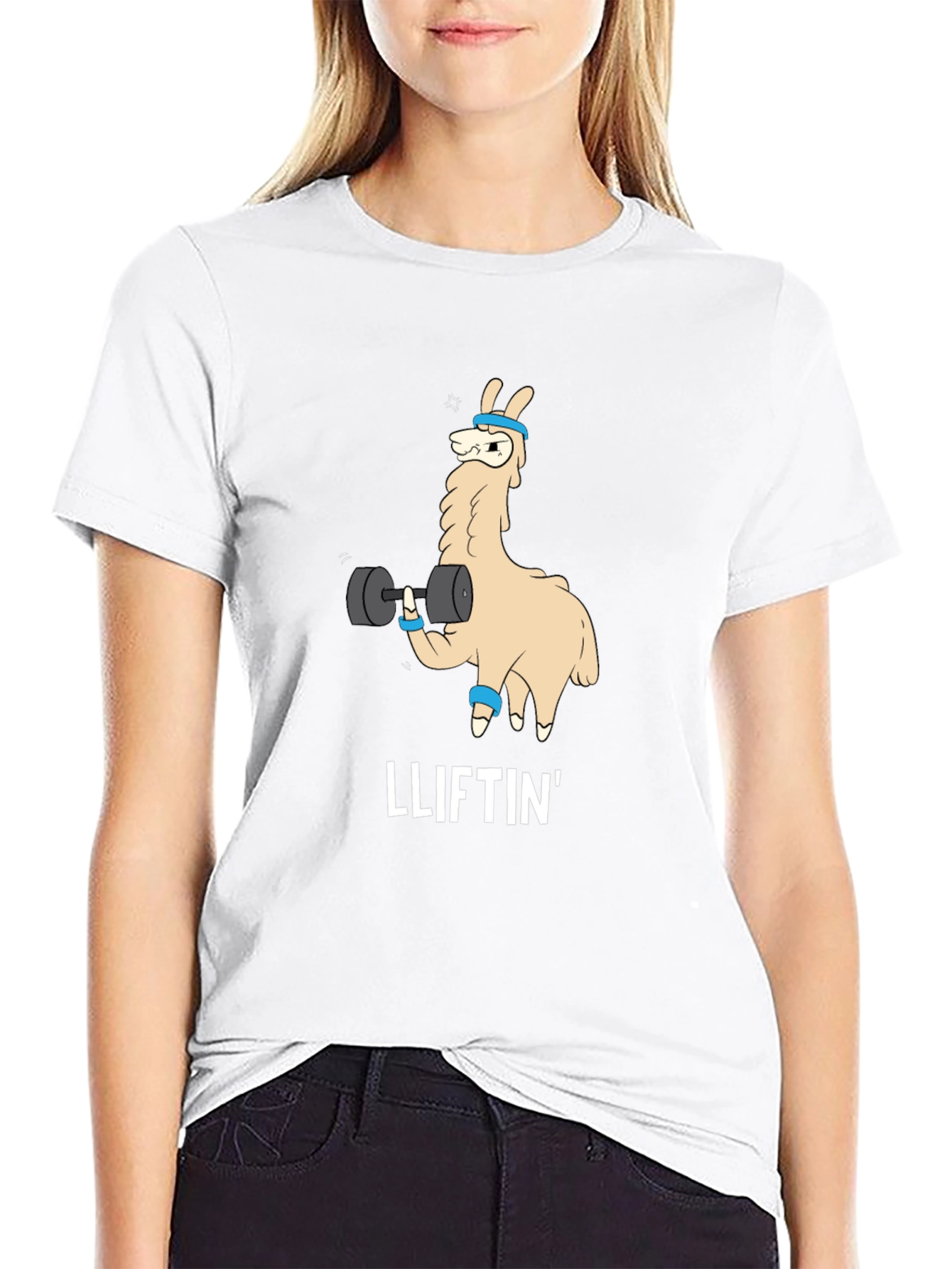 Black Lliftin' Llama Black T-Shirt - Gym Humor Tee view 9