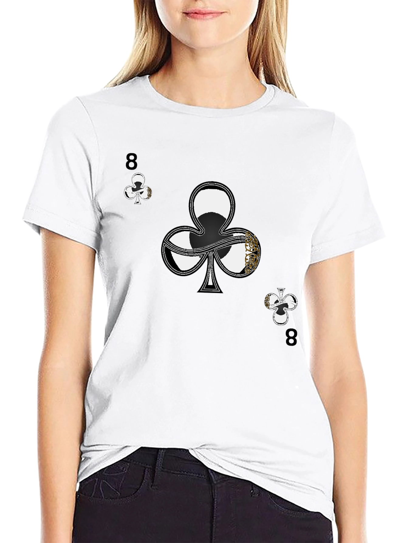 Black Eight of Clubs Graphic Tee - Unique Card Suit Design view 9