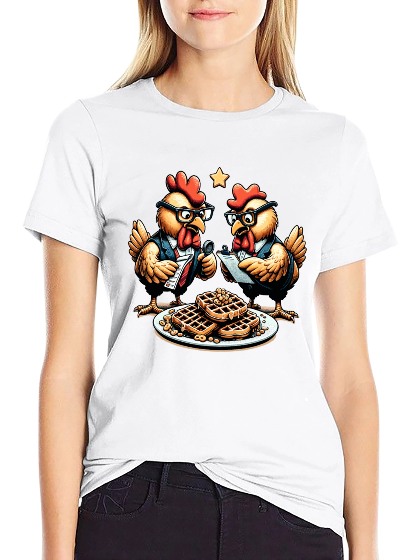 Black Chicken & Waffles T-Shirt - Business Chickens view 9