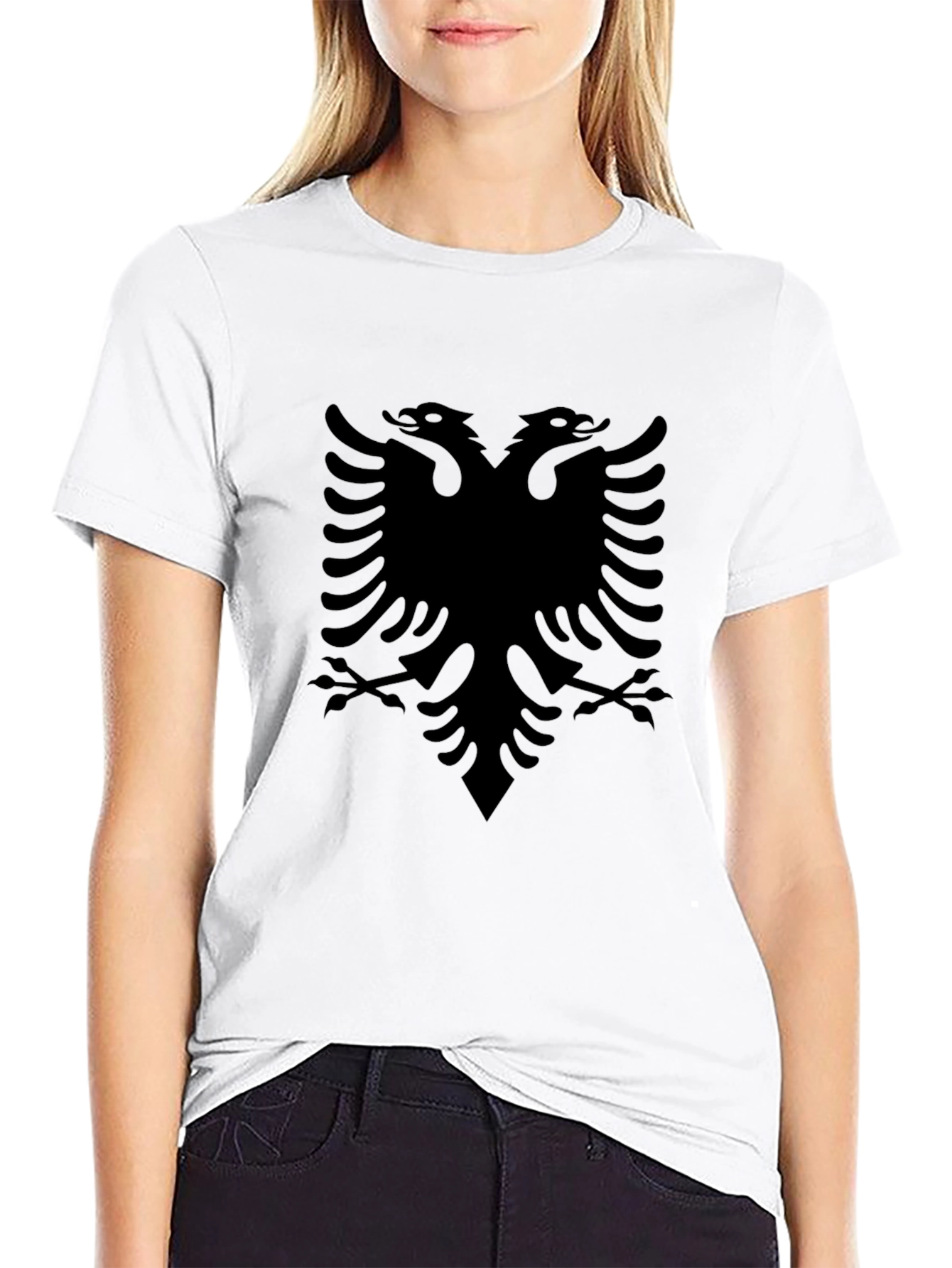 Black Albanian Eagle Black T-Shirt view 9