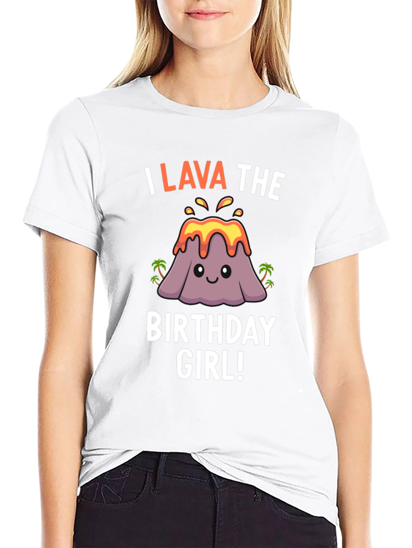 Black I Lava the Birthday Girl T-Shirt - Fun Volcano Design view 9