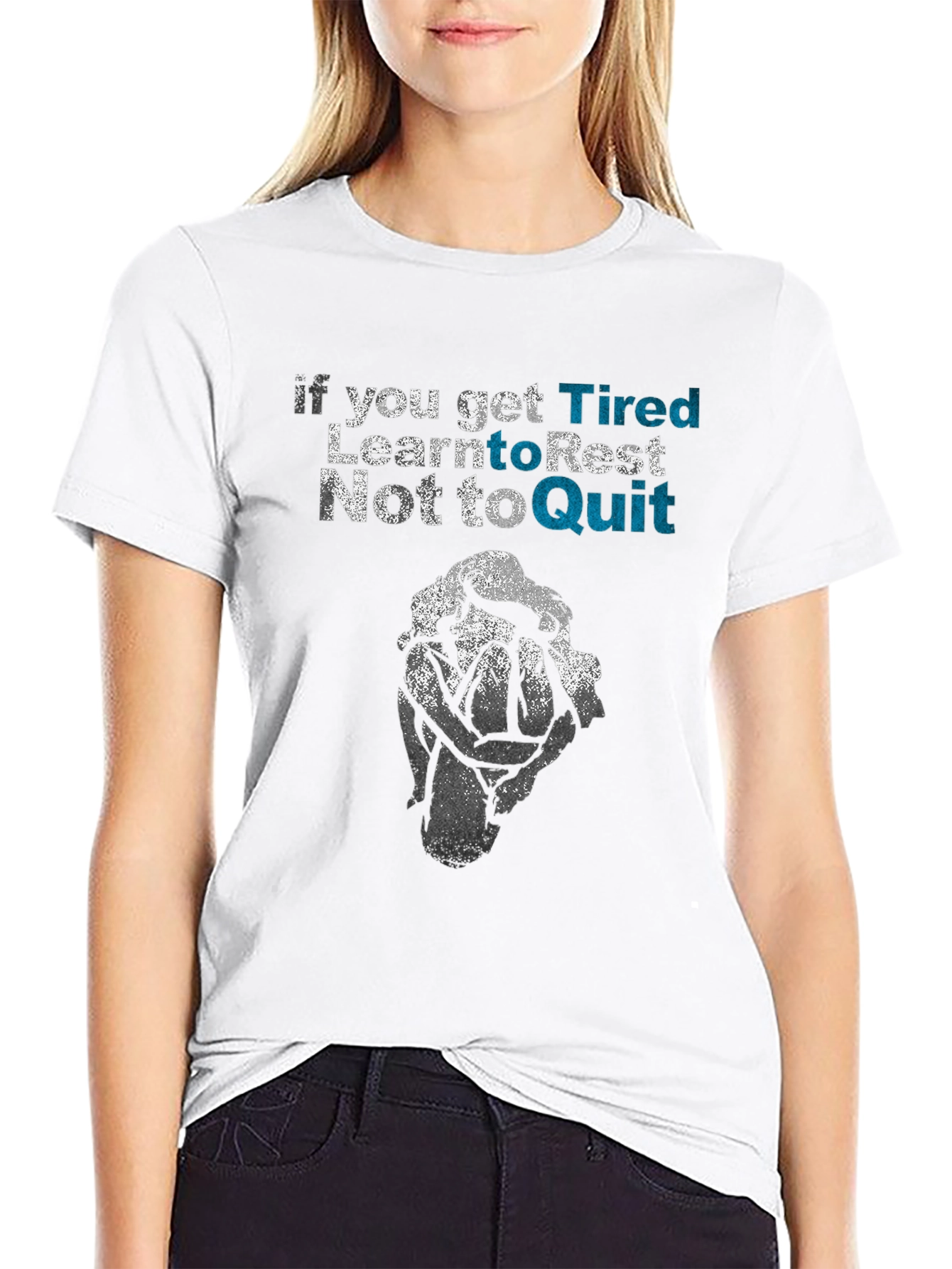 Black Motivational Graphic Tee: Rest, Don't Quit view 9