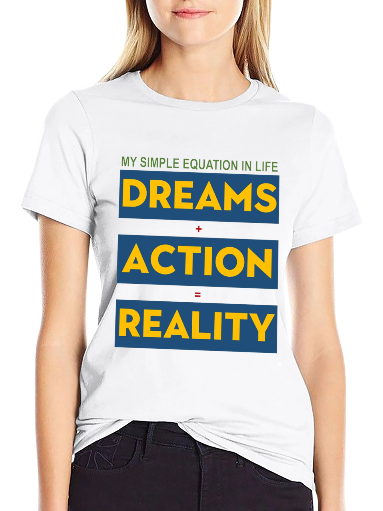 Black Dreams, Action, Reality - Equation T-Shirt view 9
