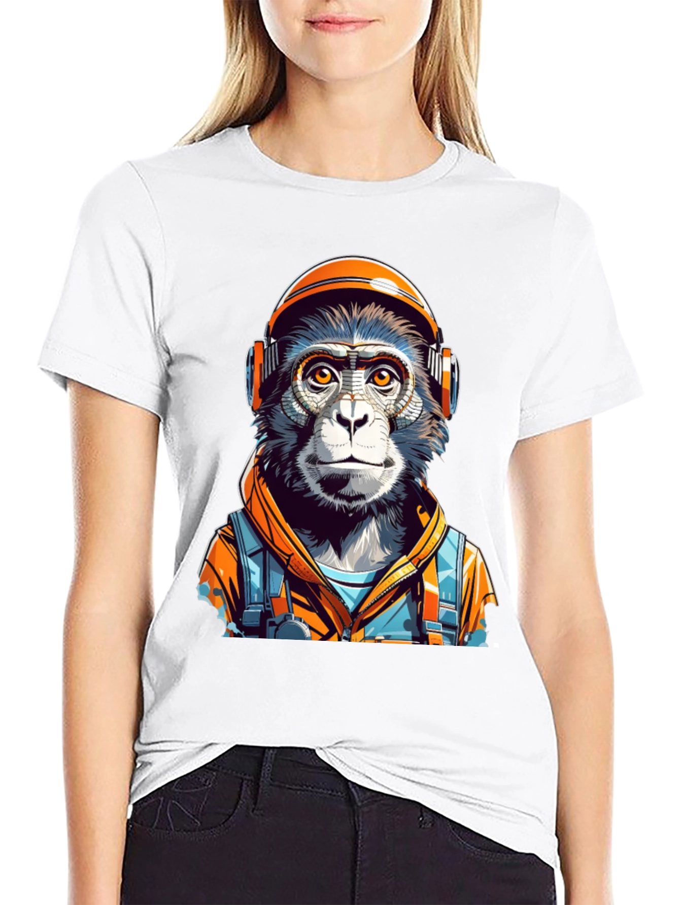 Black Monkey Astronaut Graphic Tee - Unique Design view 9