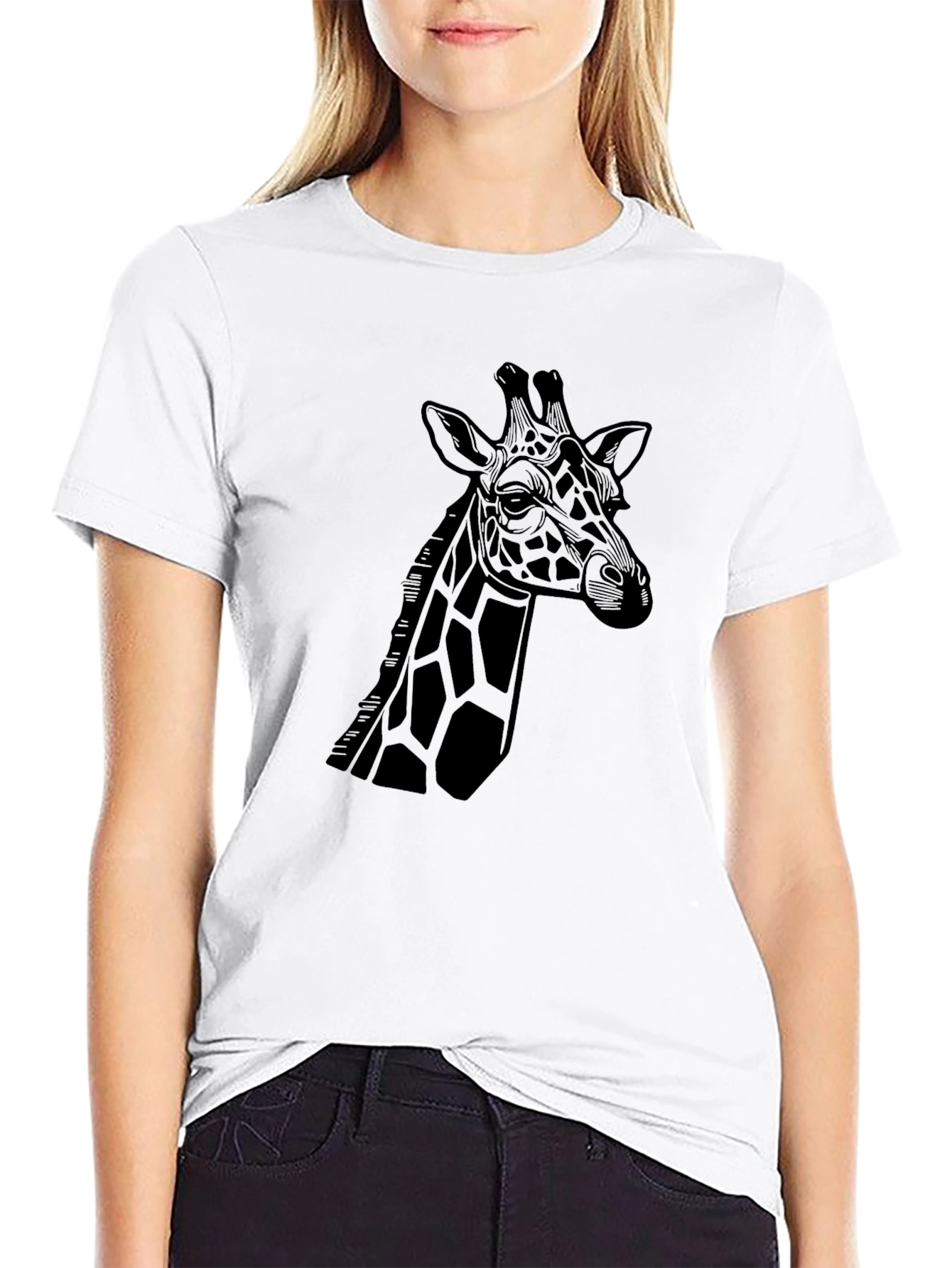 Black Giraffe Graphic Tee - Stylish Black T-Shirt view 9