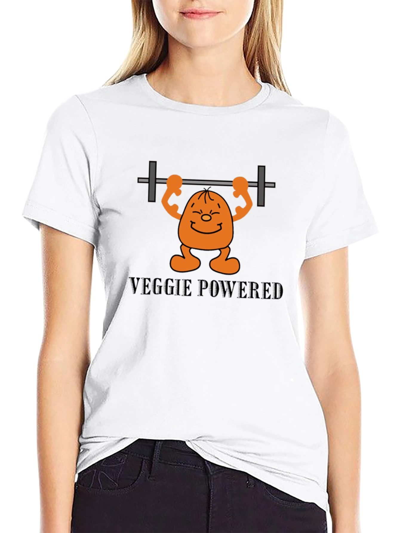 Black Veggie Powered Workout T-Shirt view 9