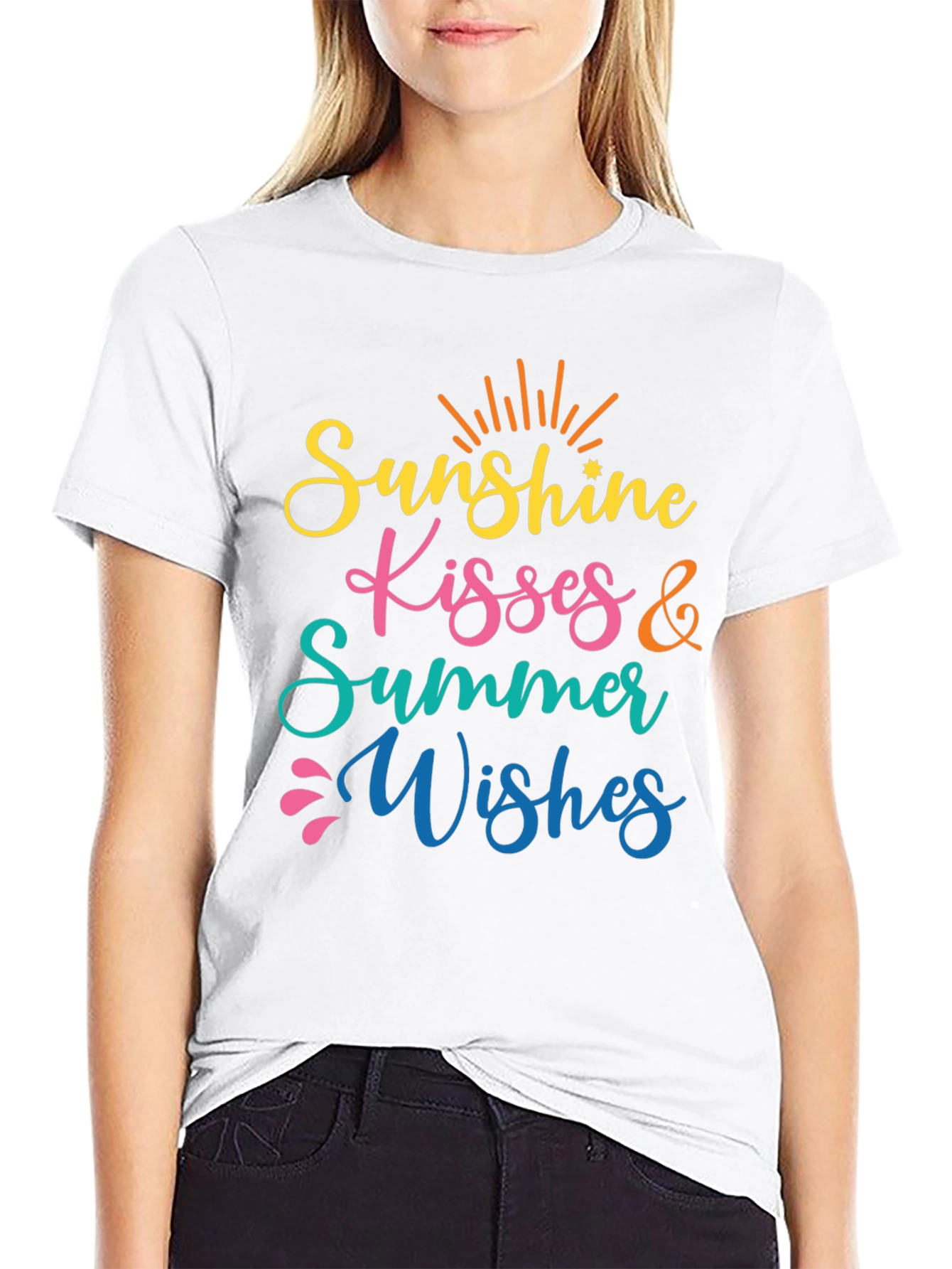 Black Sunshine Kisses Summer Wishes Black Tee view 9