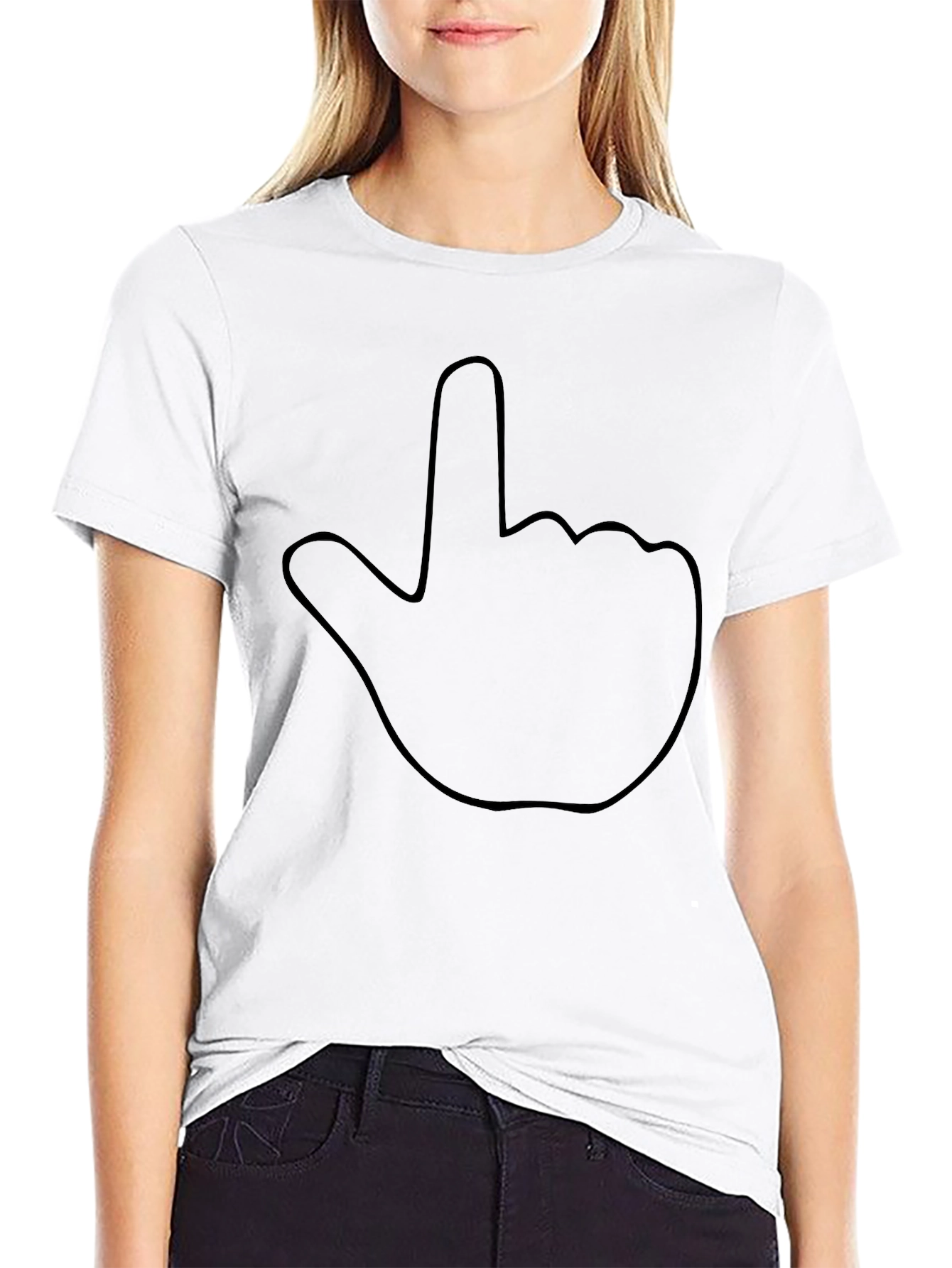 Black Humorous Black T-Shirt with Hand Gesture Graphic view 9