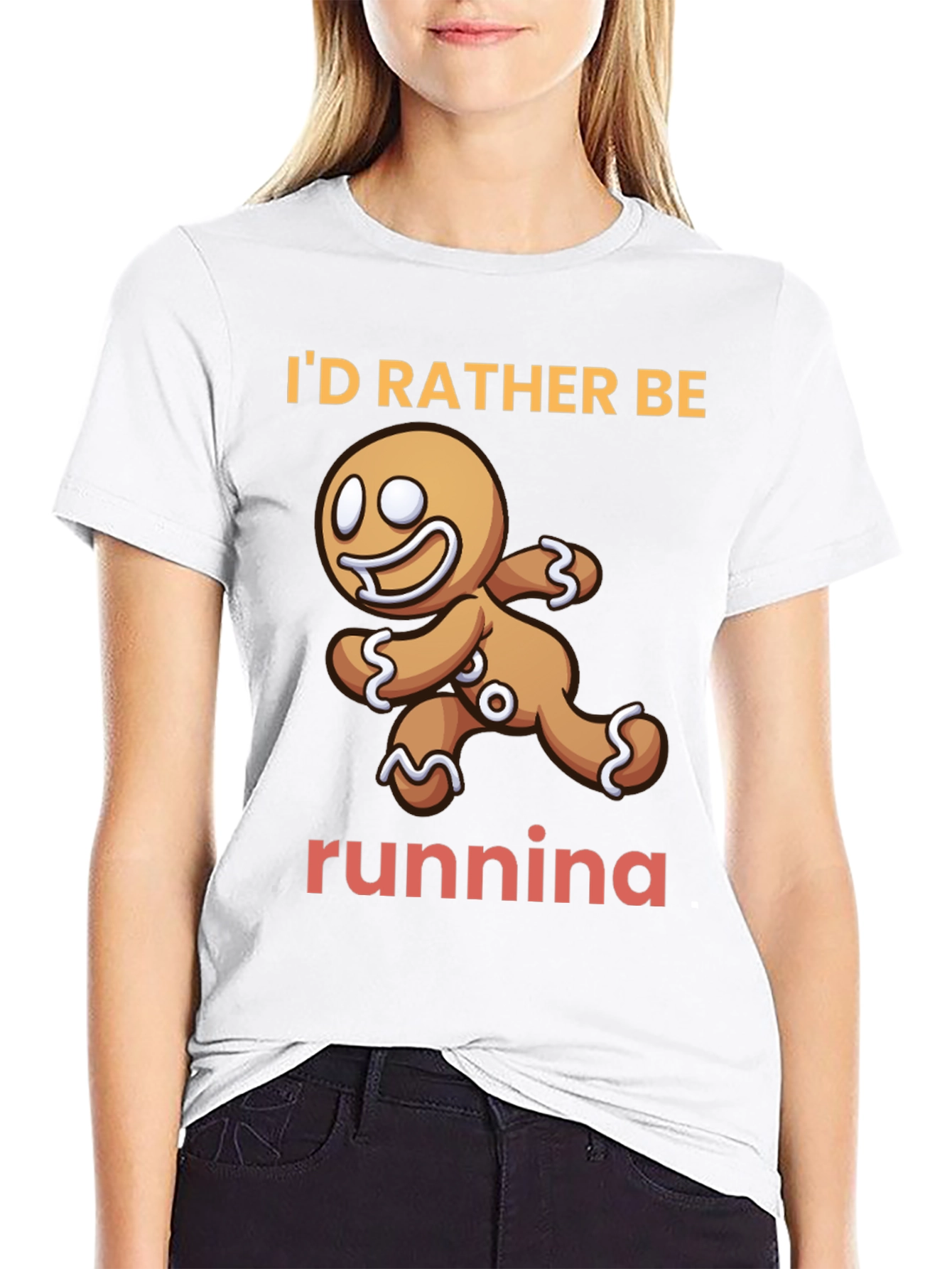Black Gingerbread Man Running T-Shirt view 9
