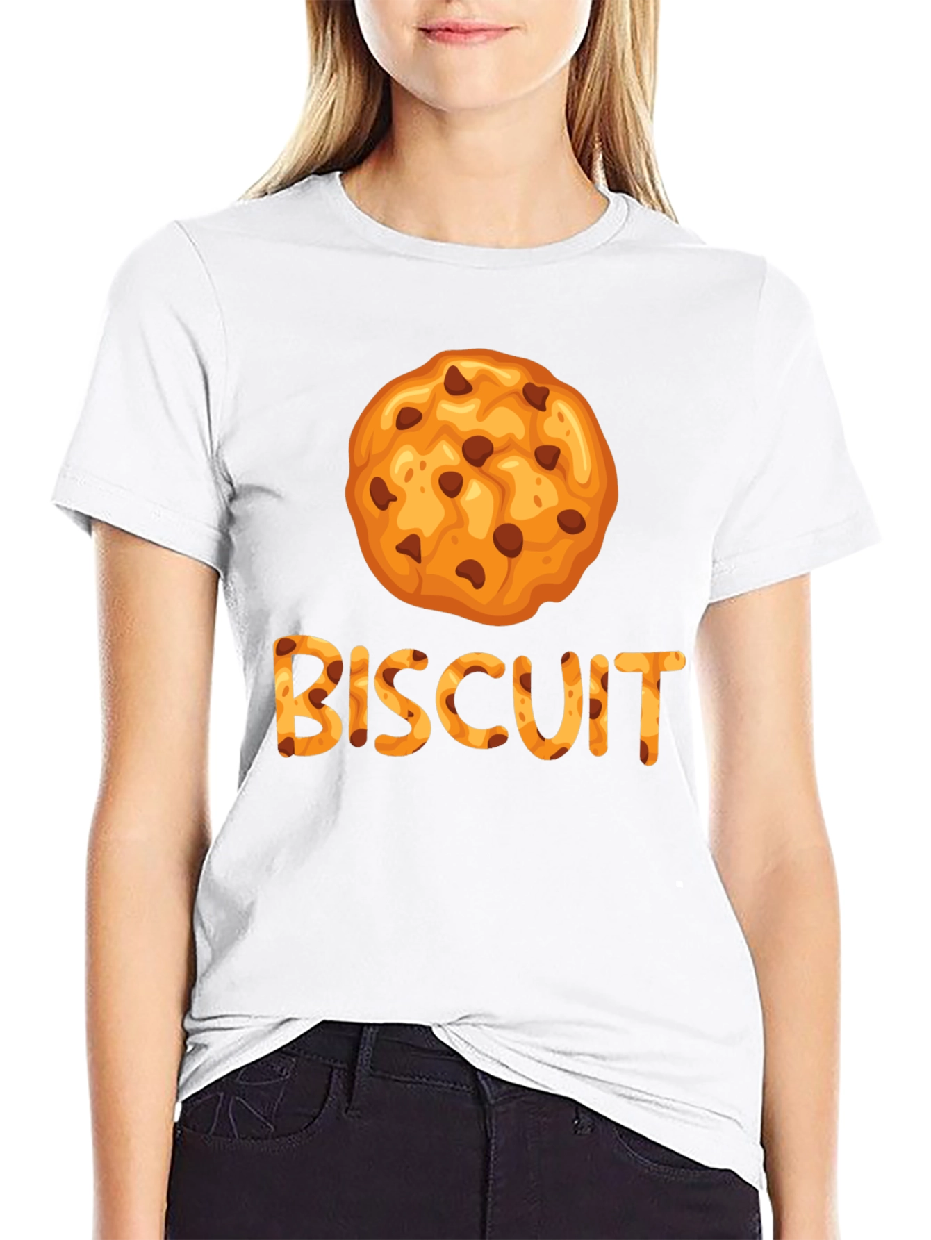 Black Biscuit Cookie Graphic Tee - Unisex Black T-Shirt view 9