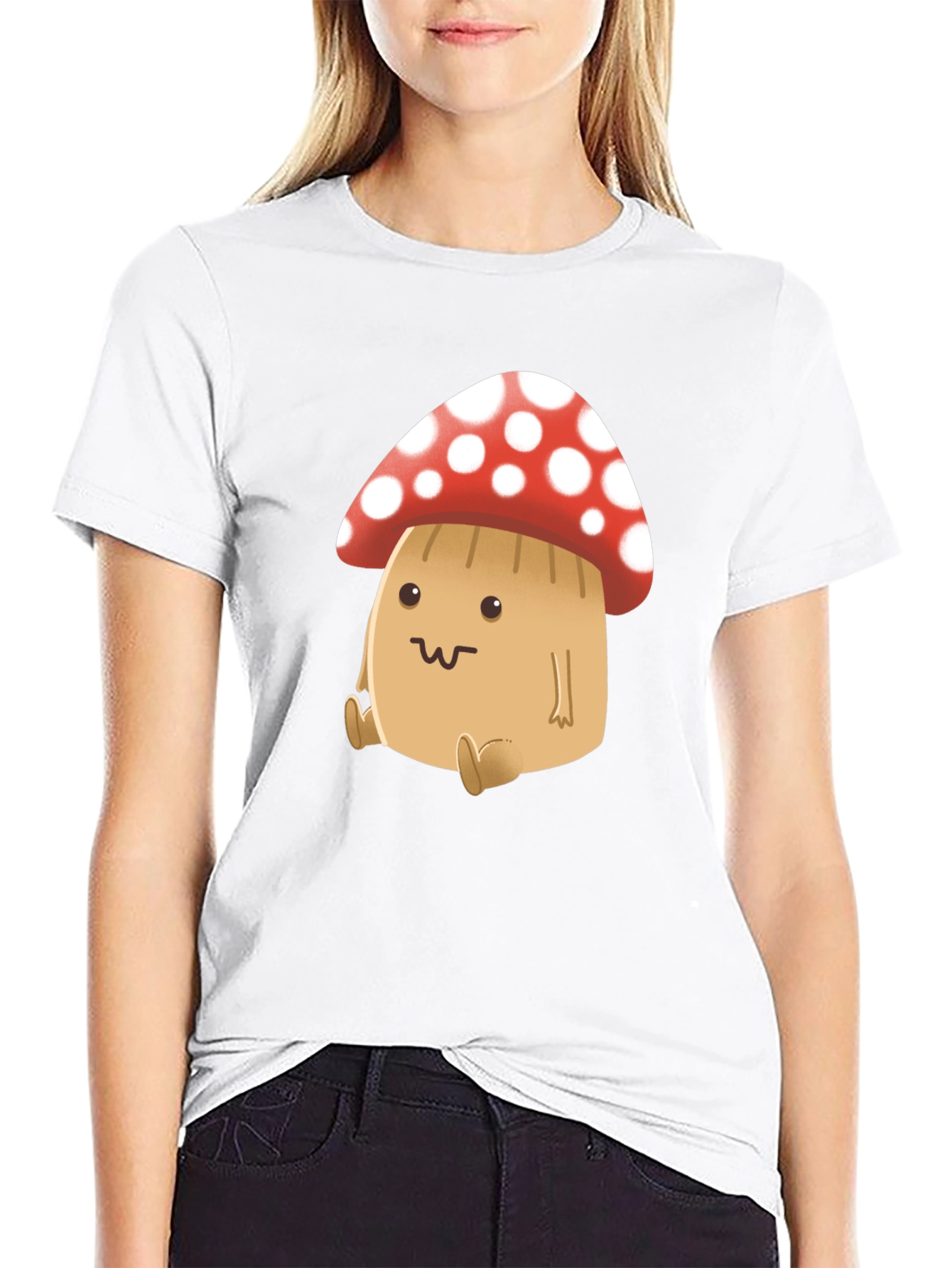 Black Cute Mushroom Graphic Tee - Black view 9