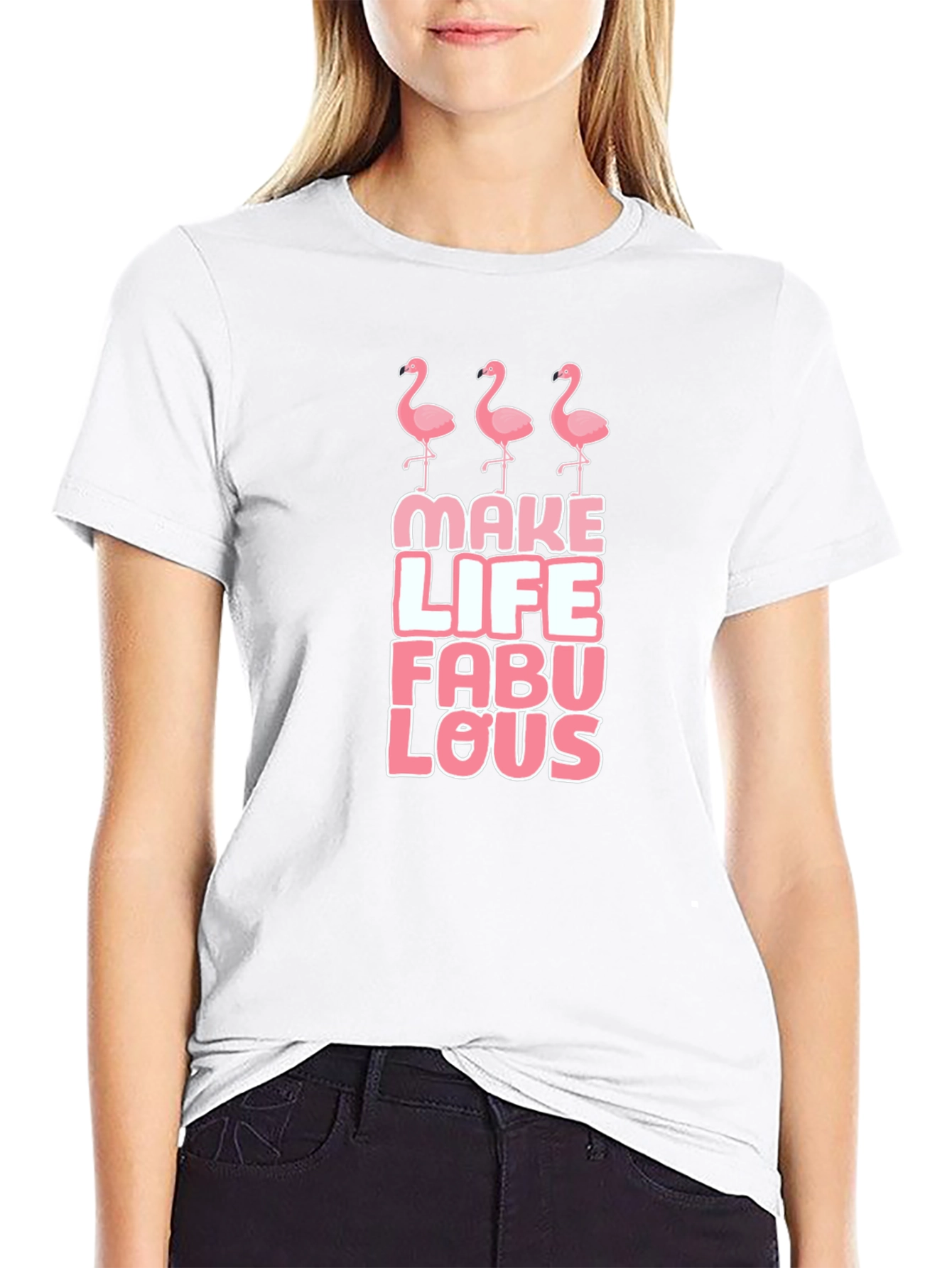 Black Make Life Fabulous Flamingo T-Shirt view 9
