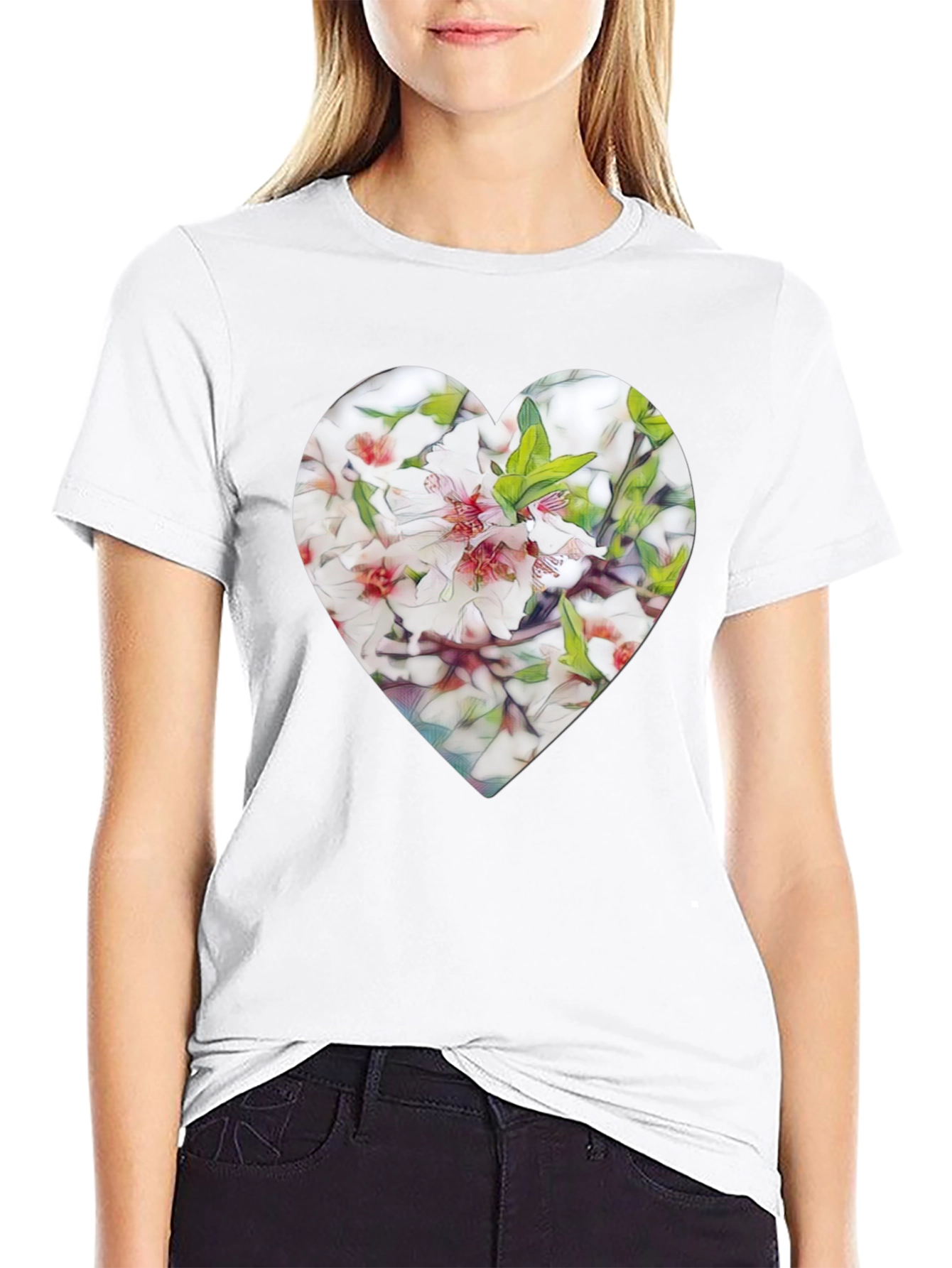 Black Heart Floral Graphic Tee - Stylish Black T-Shirt view 9