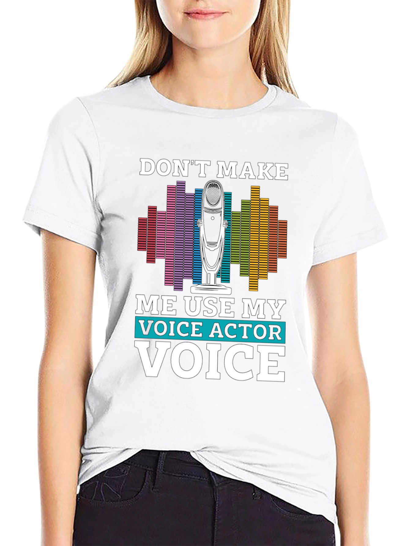 Black Voice Actor T-Shirt - "Don't Make Me Use My Voice" view 9