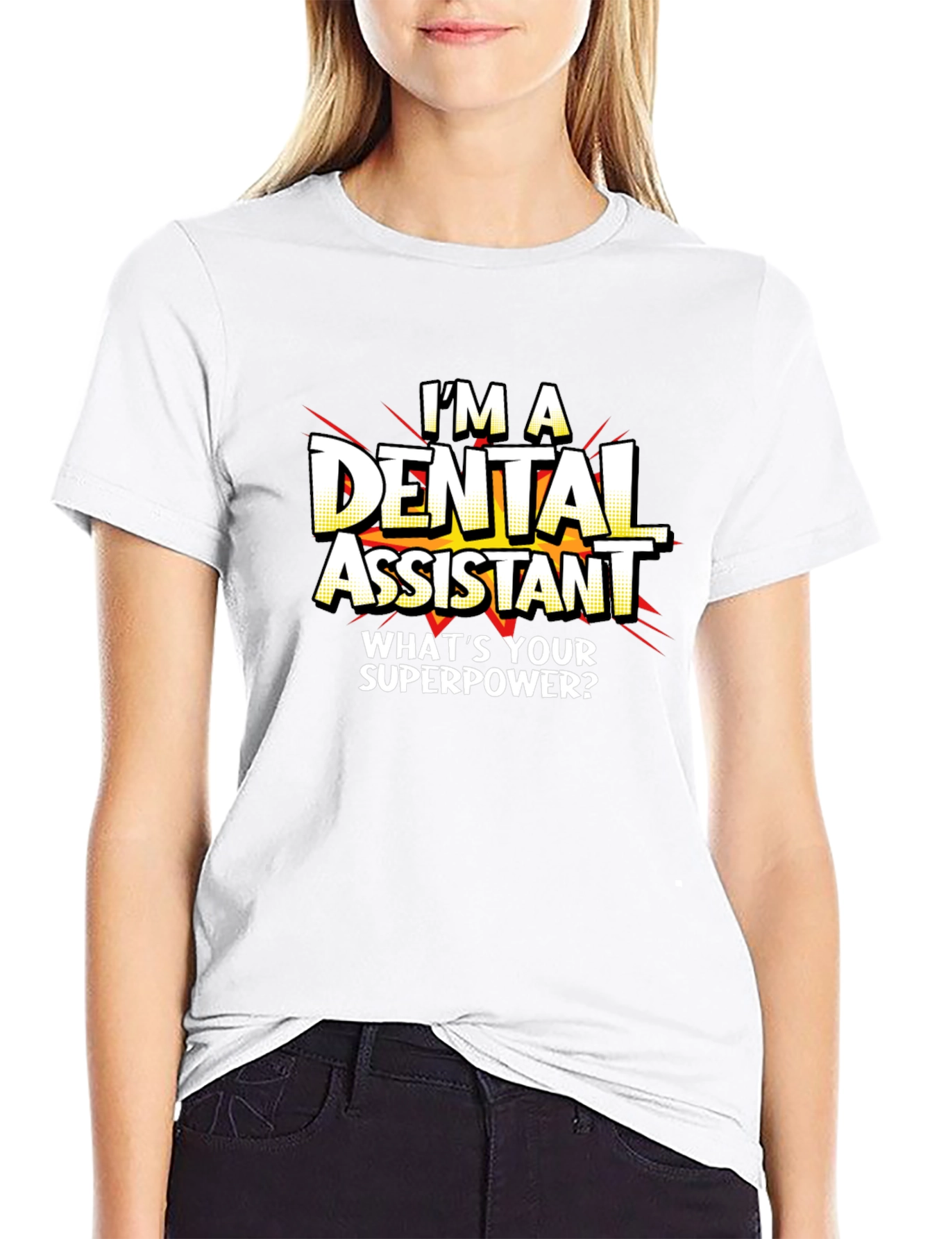 Black Dental Assistant Superpower T-Shirt - Black Graphic Tee view 9