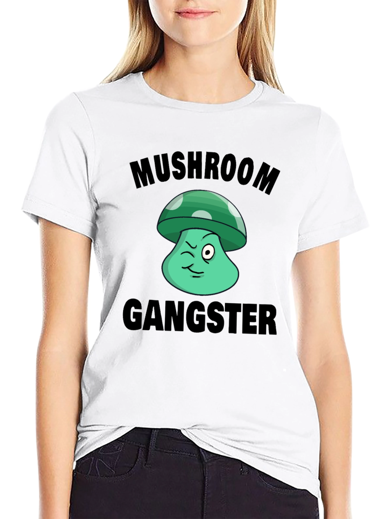 Black Mushroom Gangster Graphic T-Shirt view 9
