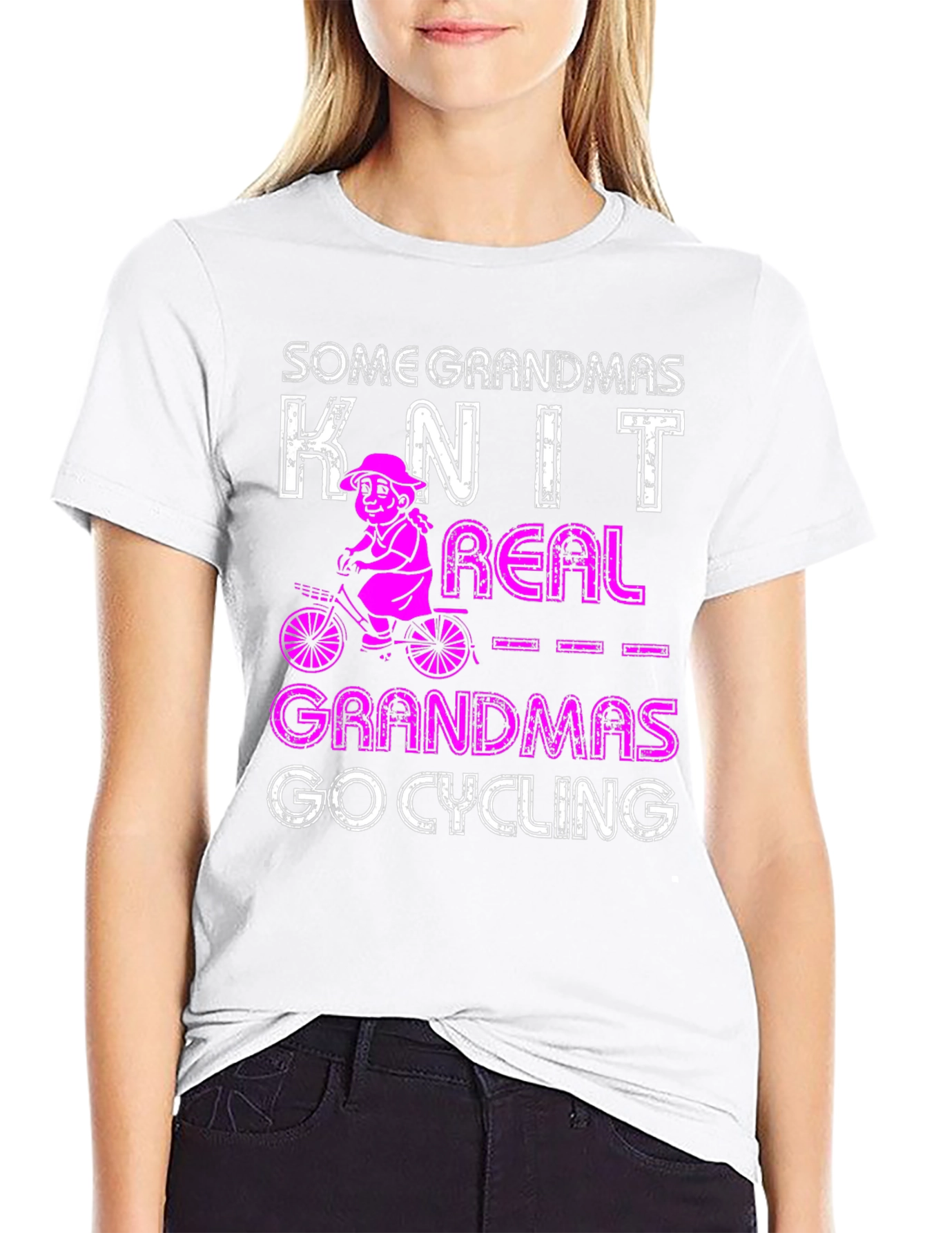 Black Cycling Grandma Graphic Tee - Knit vs. Cycle view 9