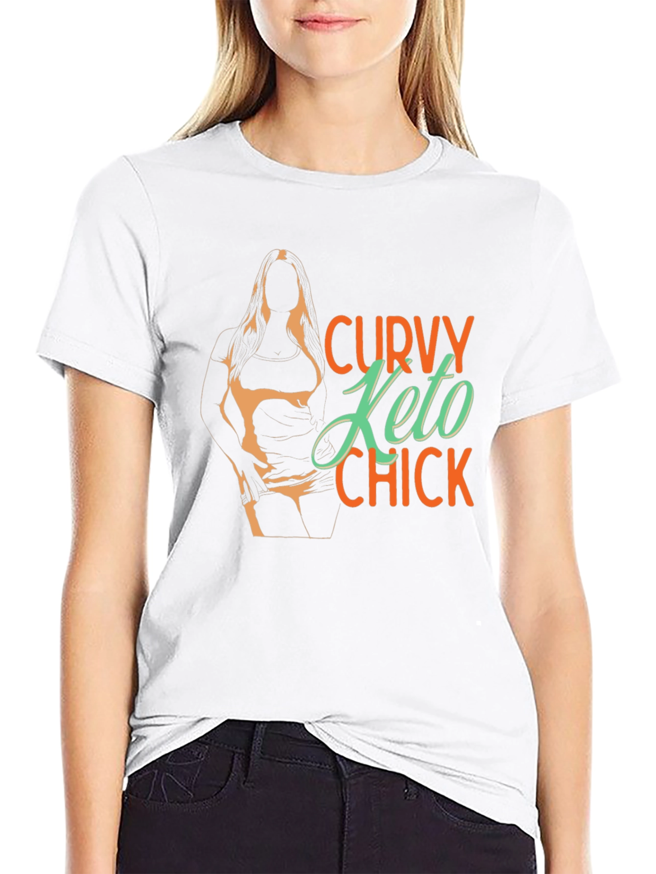 Black Curvy Keto Chick Graphic Tee - Black Unisex view 9