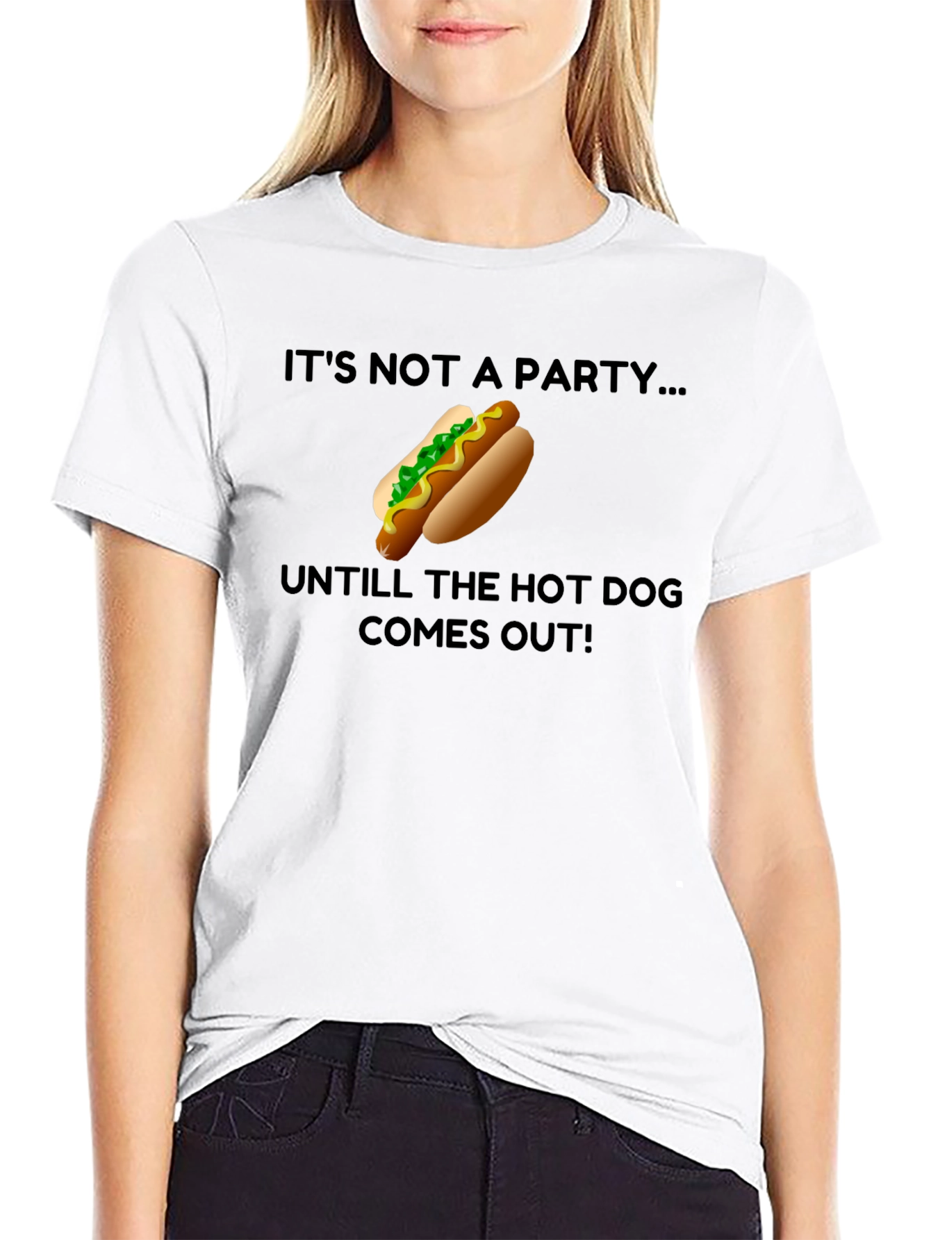 Black Hot Dog Party T-Shirt - Funny Foodie Tee view 9