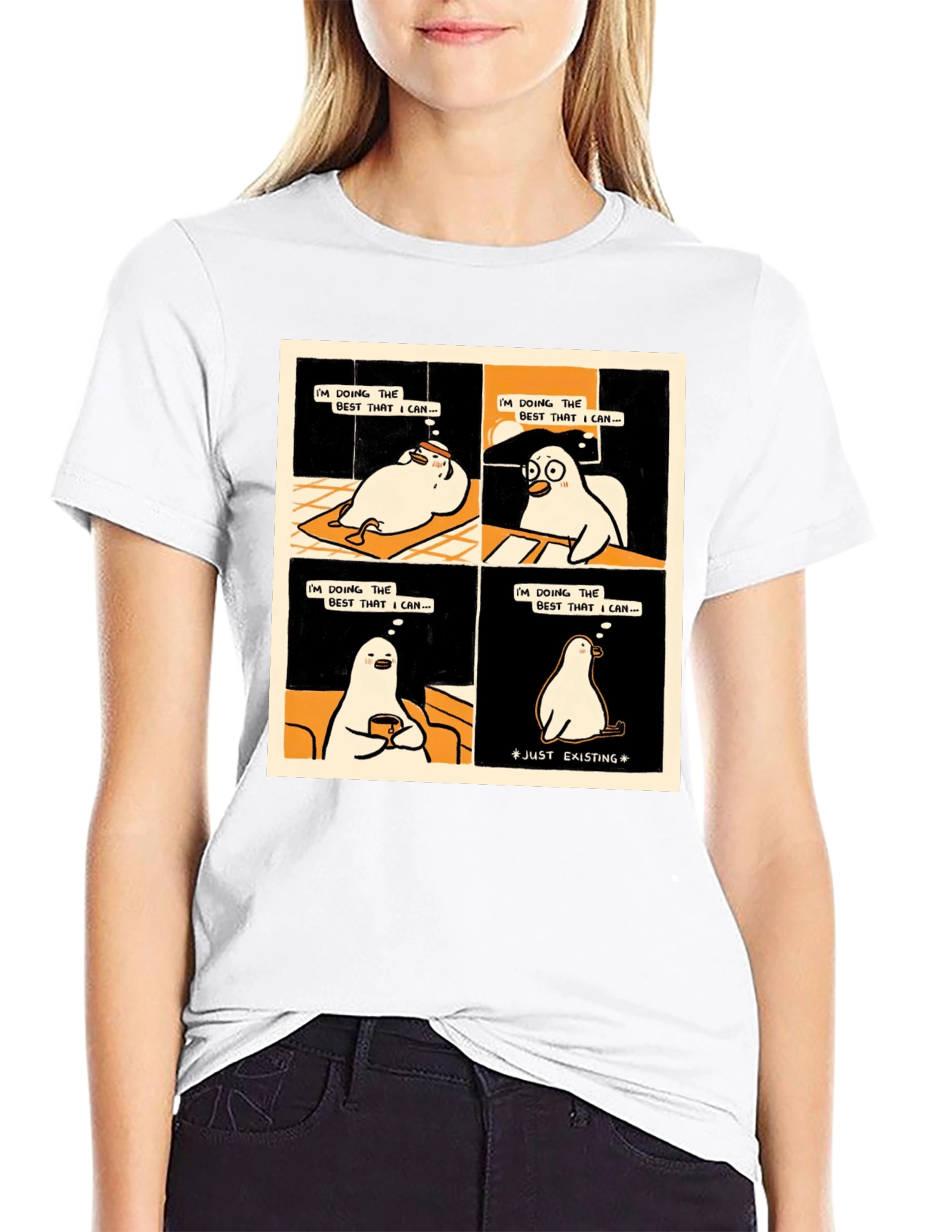 Black Existential Cartoon T-Shirt: Doing My Best view 9