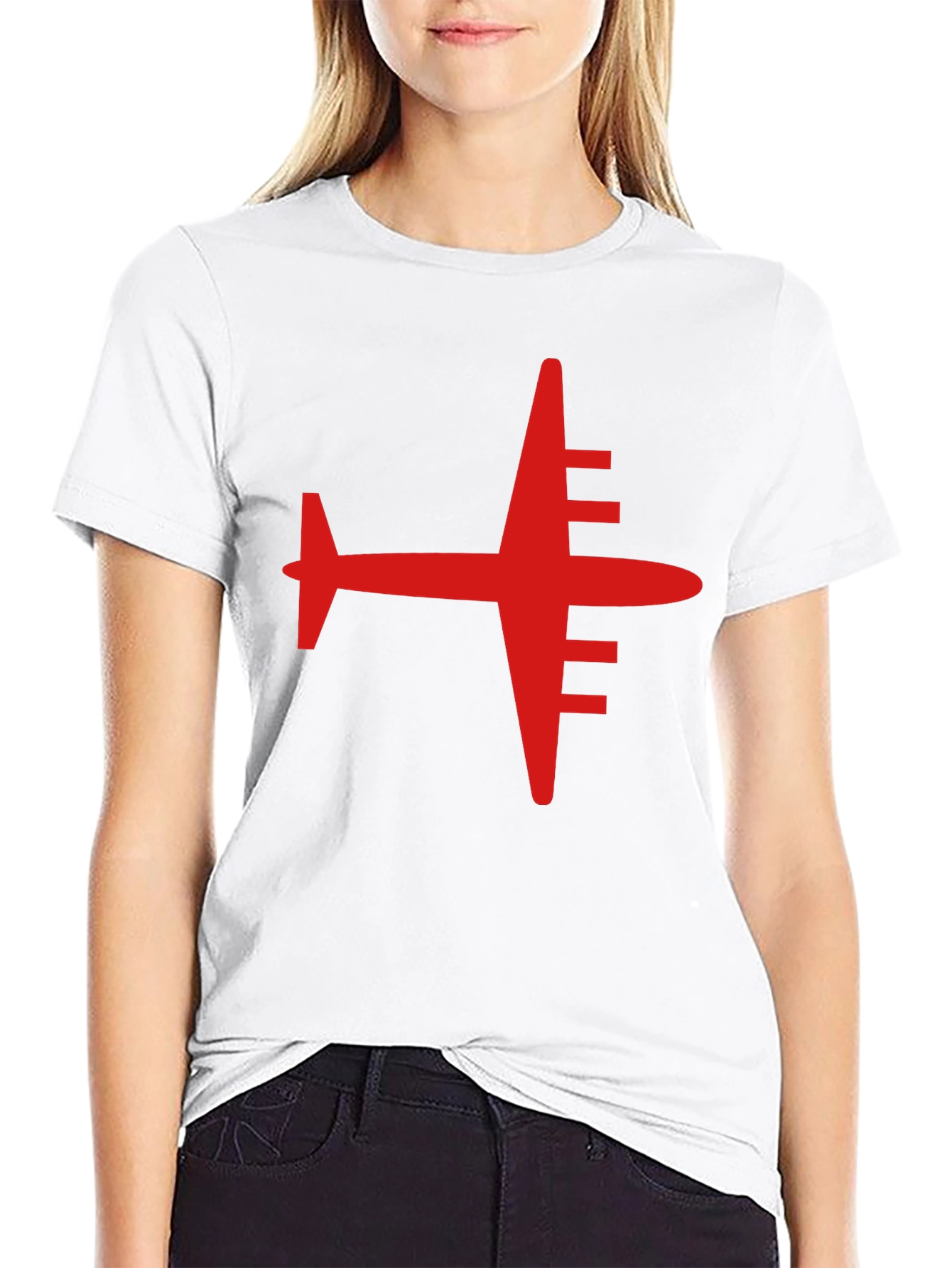 Black Red Airplane Graphic Tee - Black Casual T-Shirt view 9