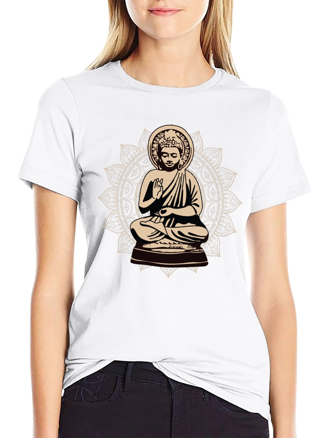 Black Buddha Mandala Graphic Tee - Spiritual Style view 9