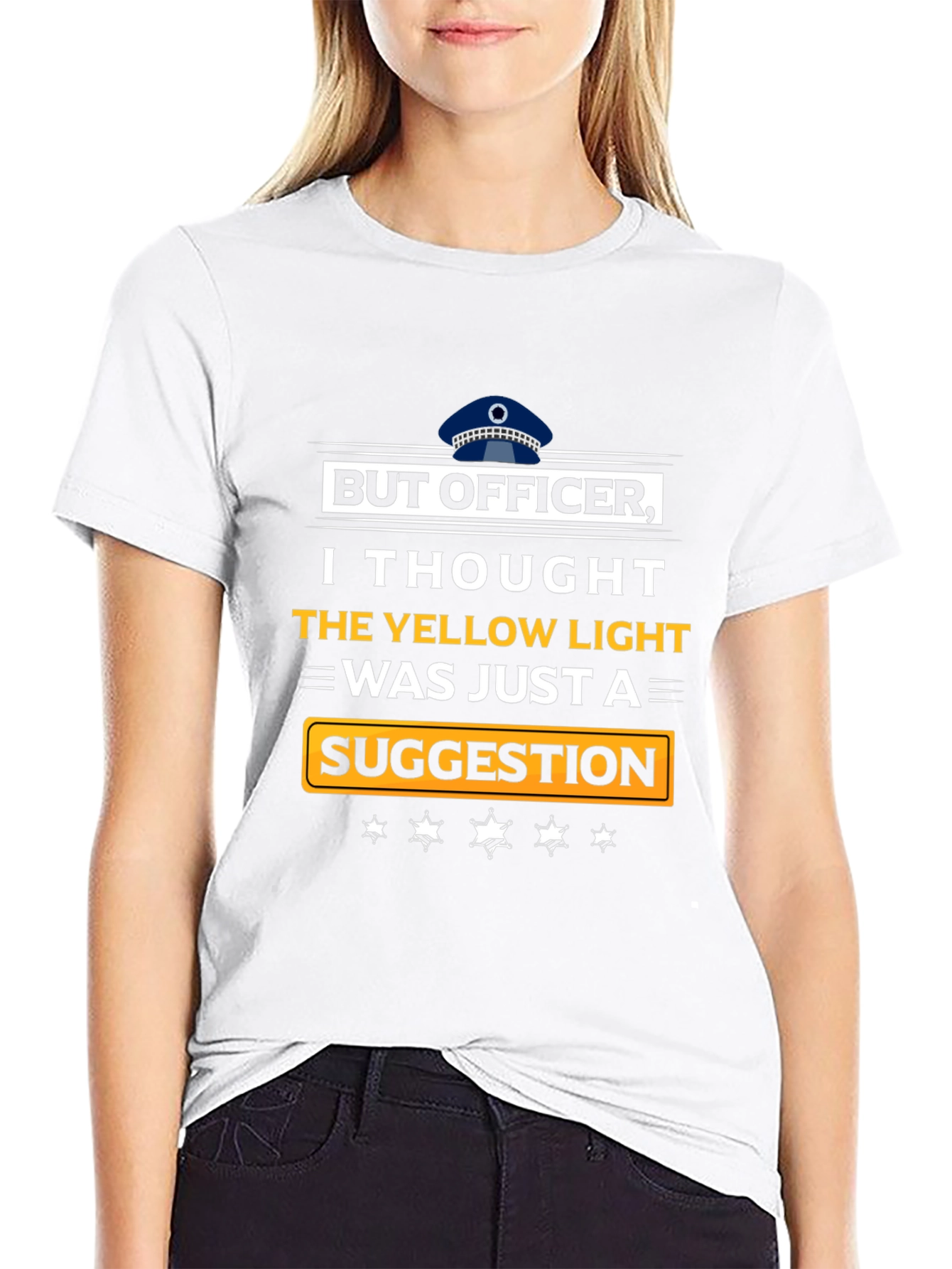 Black But Officer T-Shirt: Yellow Light Suggestion view 9