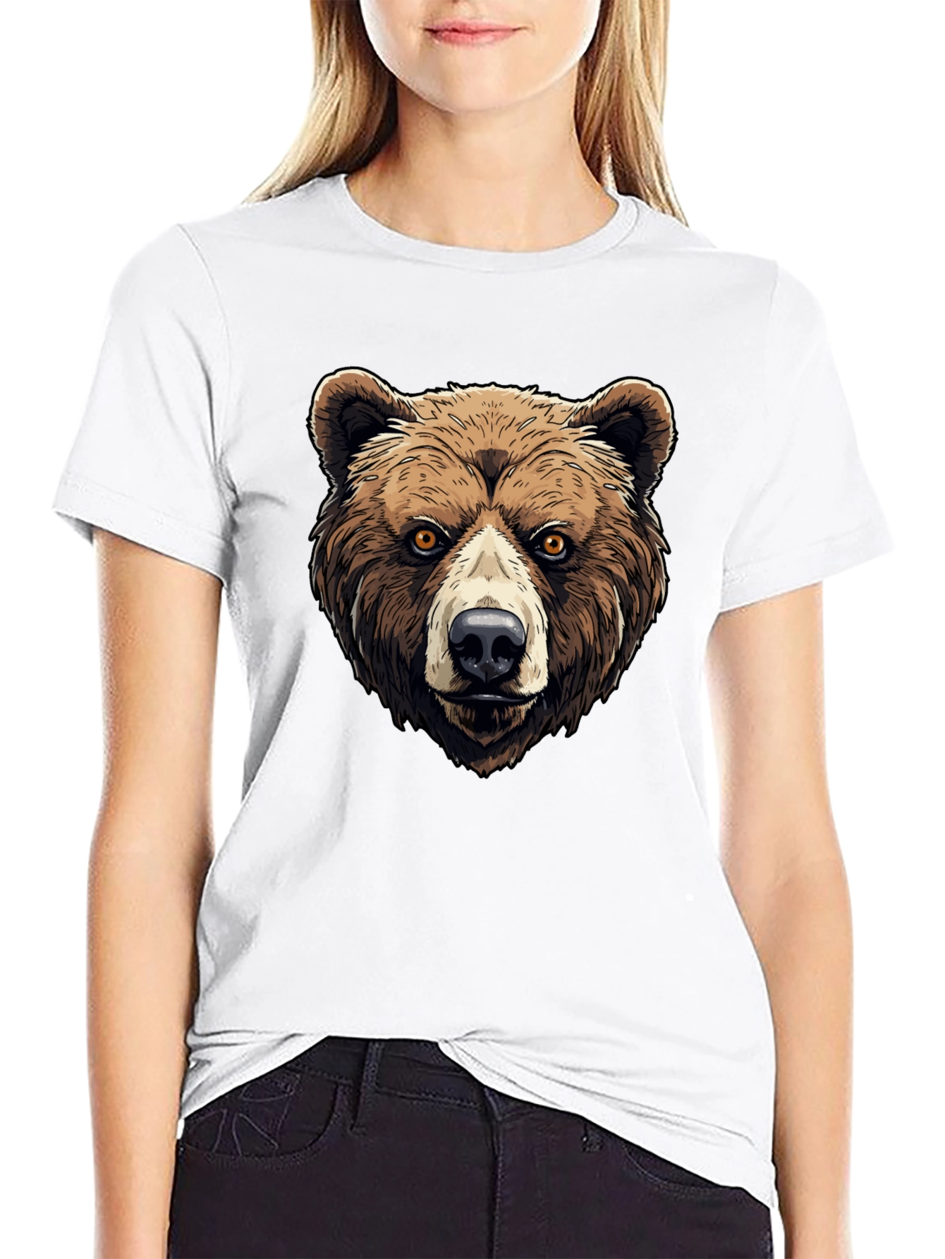 Black Grizzly Bear Graphic Tee - Animal Print Shirt view 9