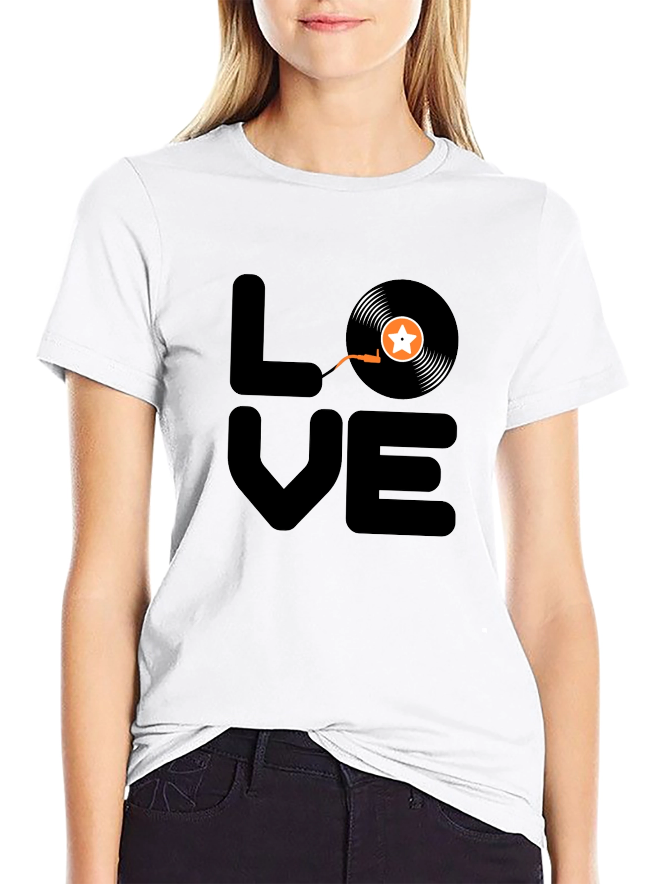 LOVE Vinyl Record Graphic Tee - Black Cotton T-Shirt - 9