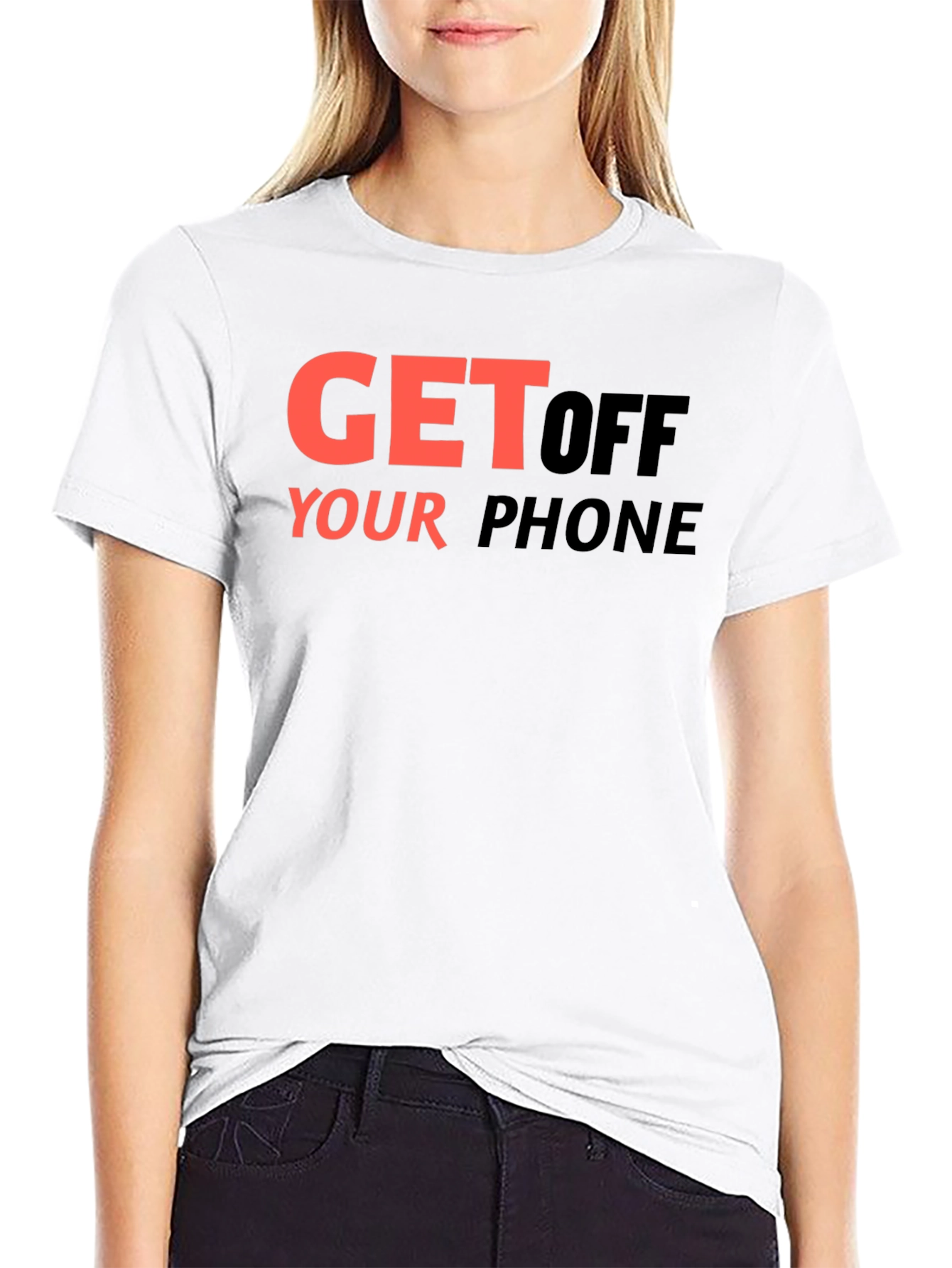 Black Get Off Your Phone Graphic Tee - Black view 9