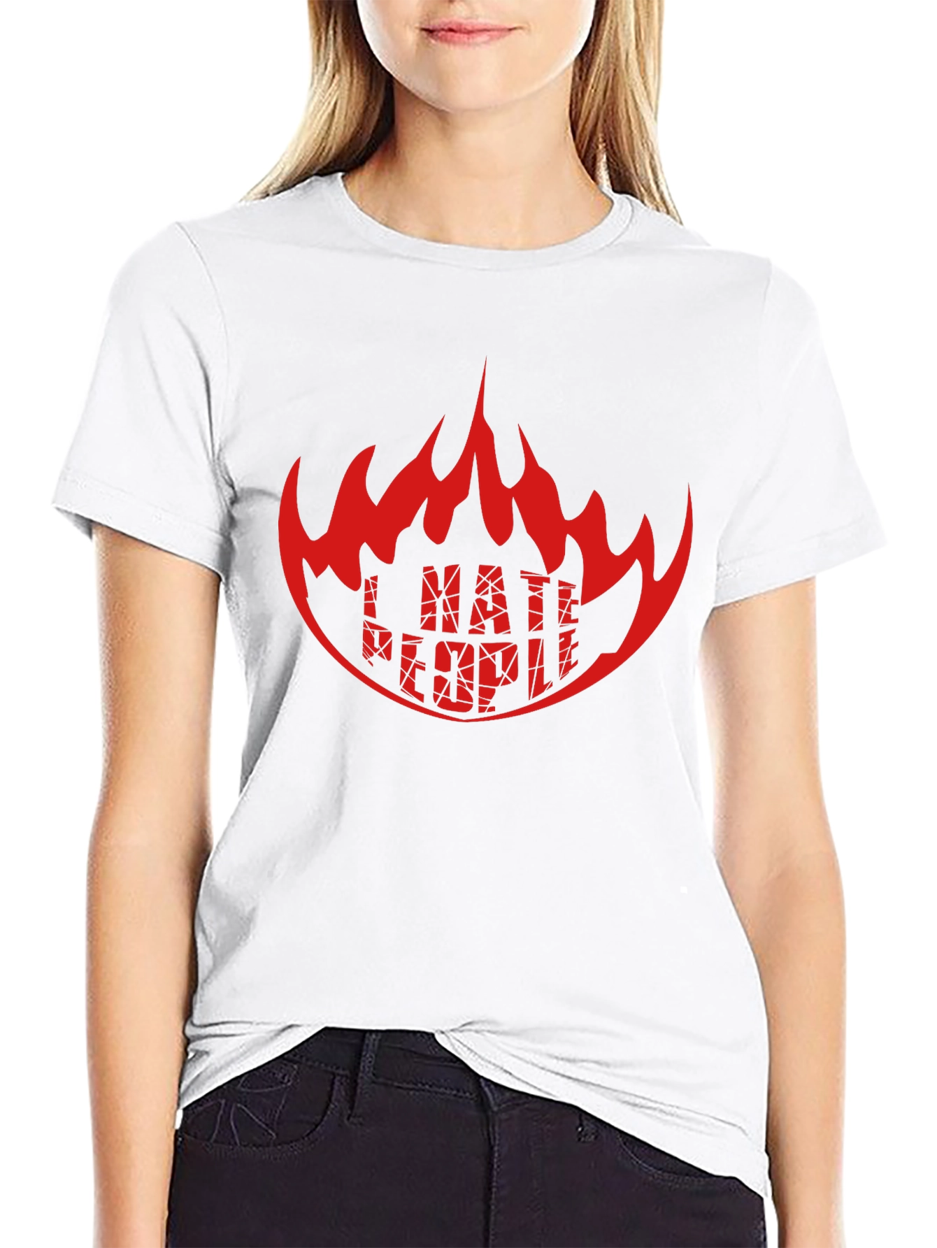 Black I HATE PEOPLE Graphic Tee - Black Crew Neck T-Shirt view 9