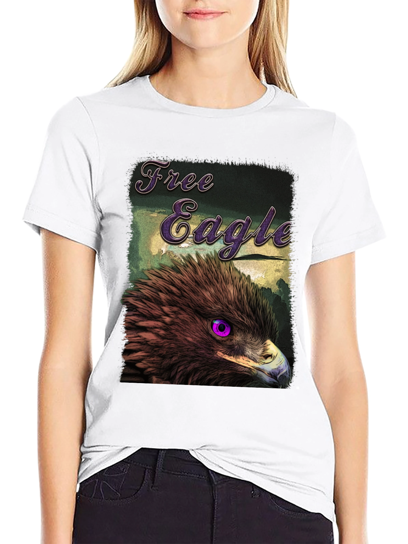 Black Free Eagle Graphic T-Shirt - Bold Bird Design view 9