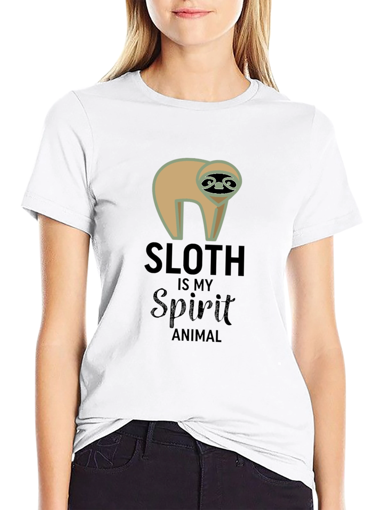 Black Sloth is My Spirit Animal T-Shirt - Unisex Crew Neck view 9