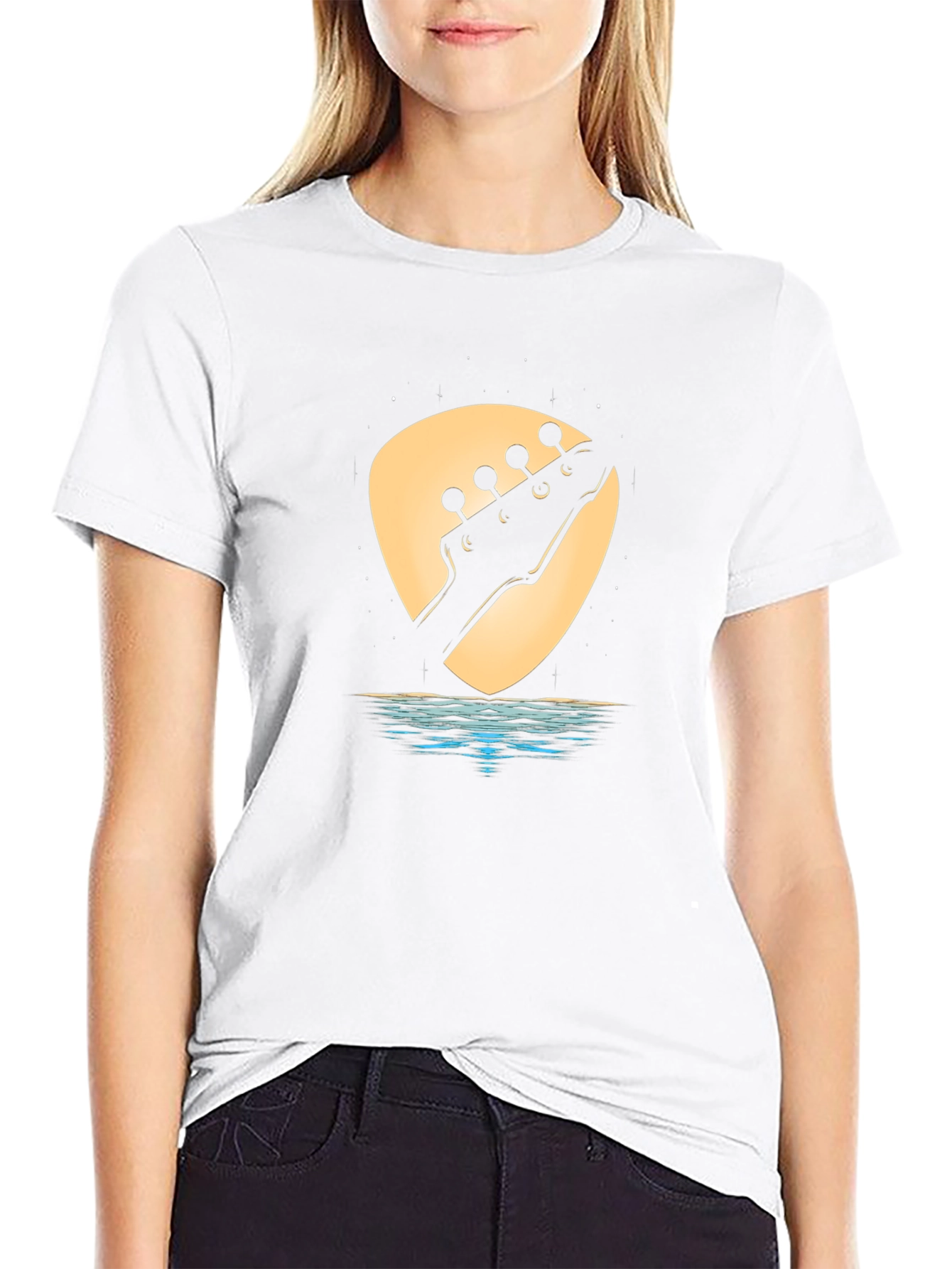 Black Guitar Headstock Lake Graphic Tee view 9