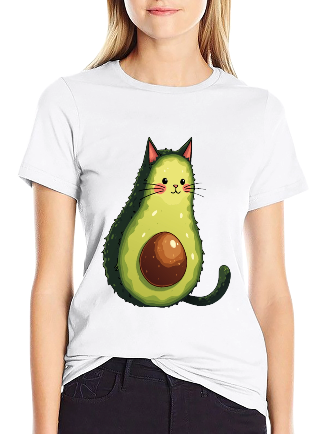 Black Avocado Cat Graphic Tee - Funny T-Shirt view 9