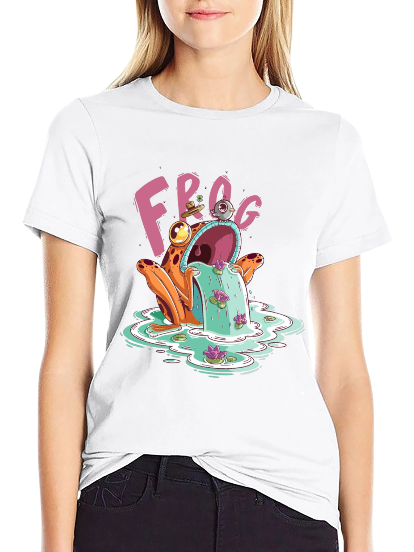 Black Frog Water Fountain T-Shirt view 9