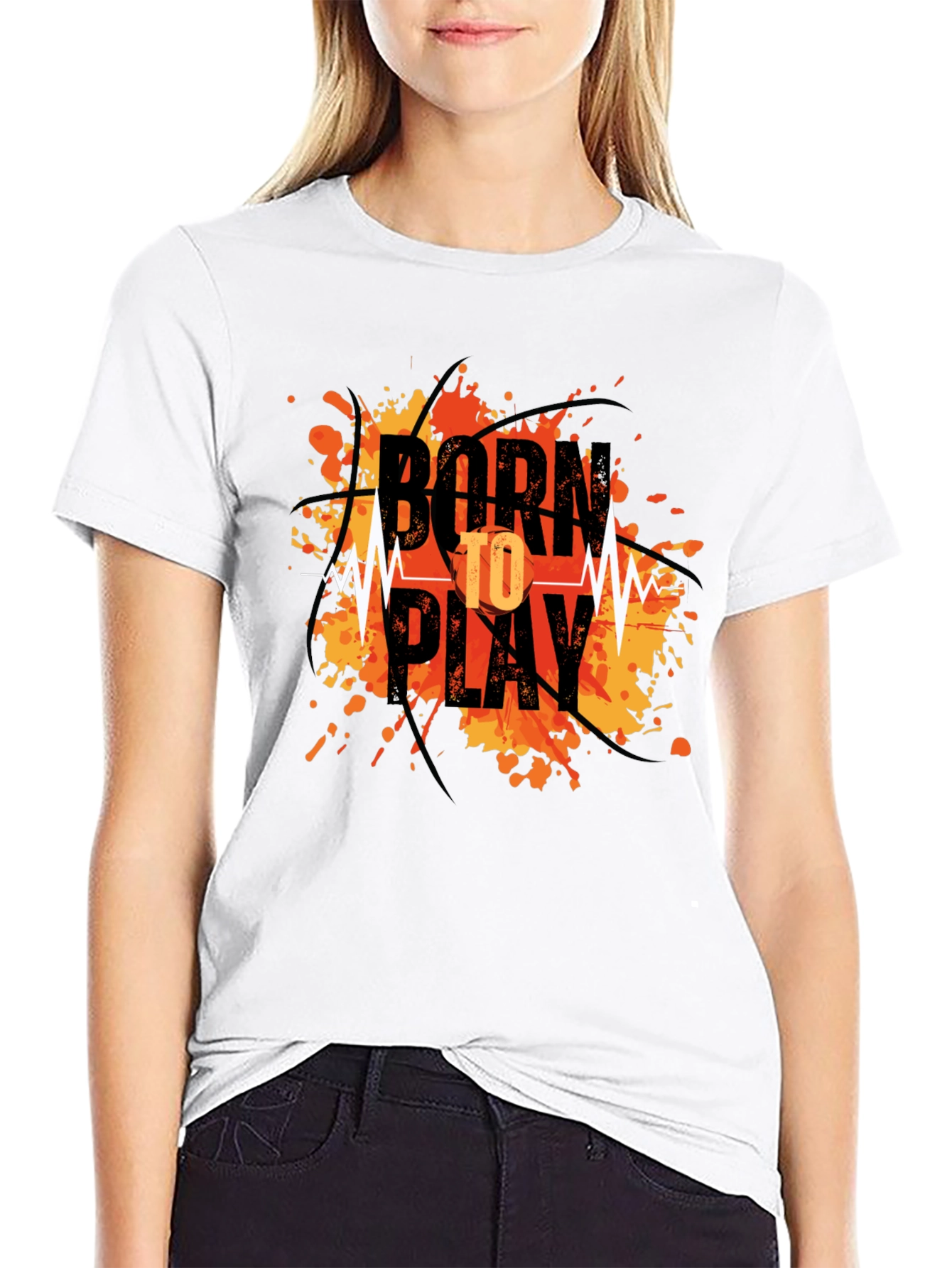 Black Born To Play Graphic Tee - Black Cotton Blend view 9