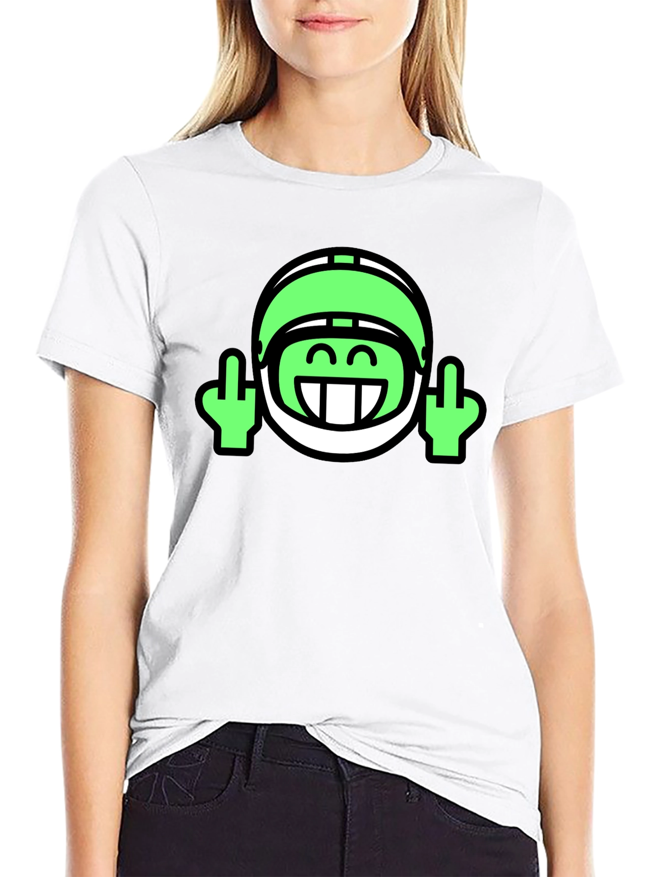 Black Black T-Shirt with Football Helmet Emoji Design view 9