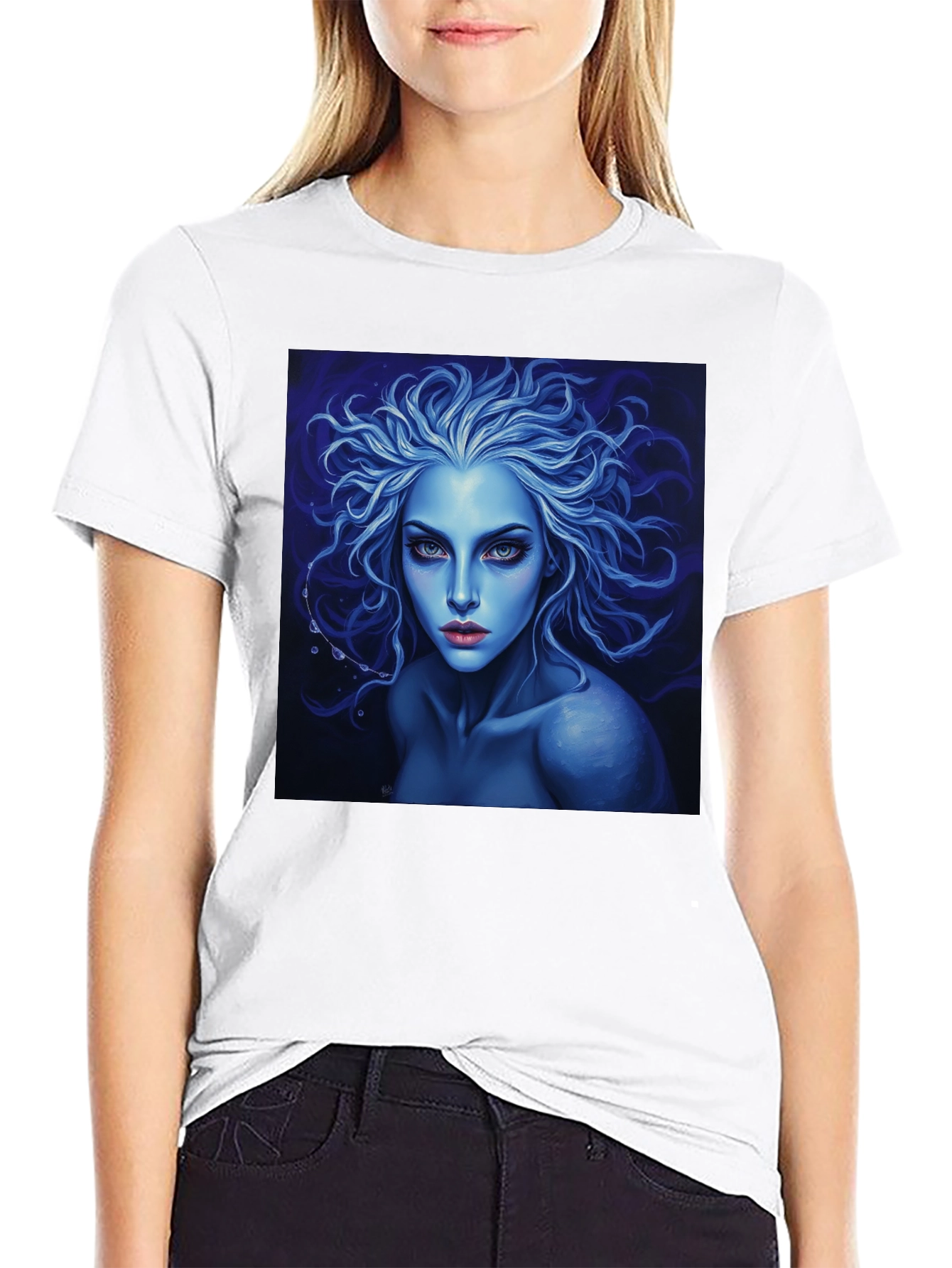 Black Blue Enchantress Graphic Tee - Dark Fantasy Style view 9