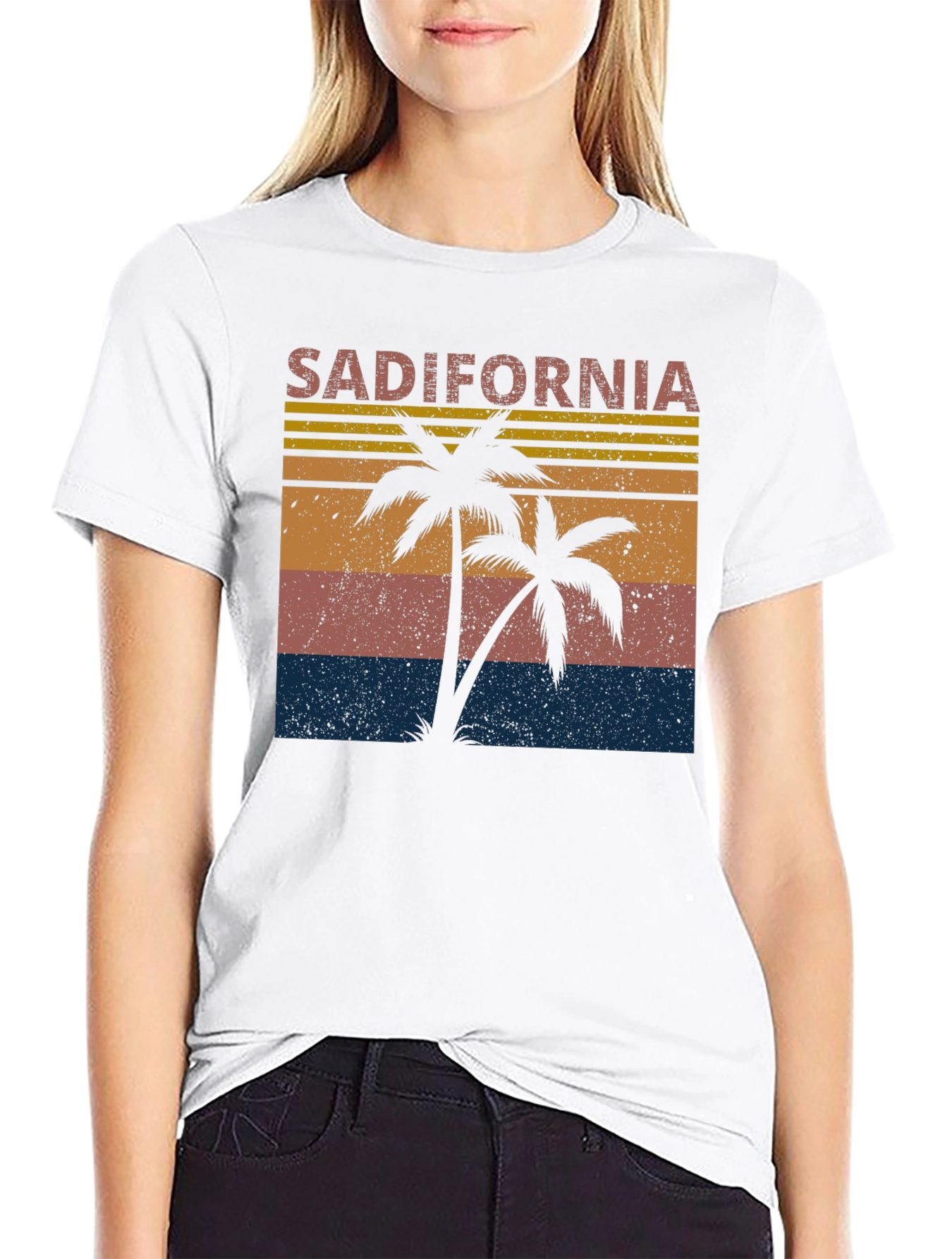 Black Sadifornia Palm Tree Retro Graphic T-Shirt view 9